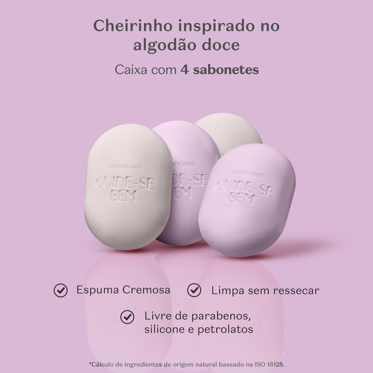 Kit Sabonetes Em Barra Sortidos Cuide-se Bem Doces Delírios Algodão Doce 4x80g