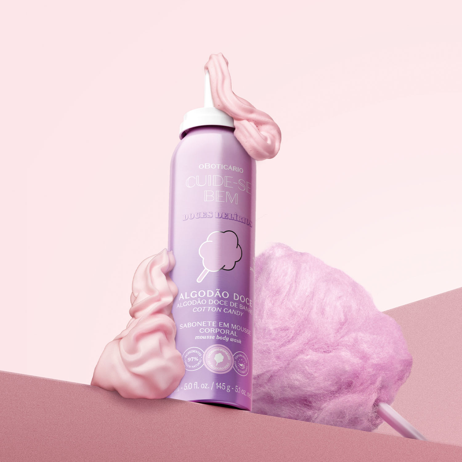 Sabonete Em Mousse Corporal Cuide-se Bem Doces Delírios Algodão Doce 150ml