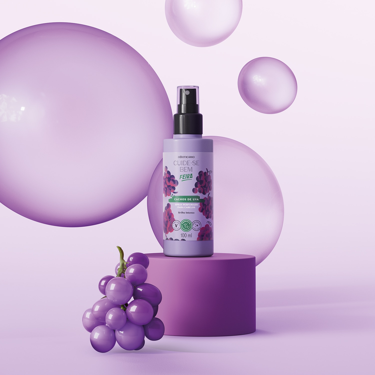 Spray Perfumado Para Cabelos Cuide-se Bem Feira Cachos de Uva 100ml