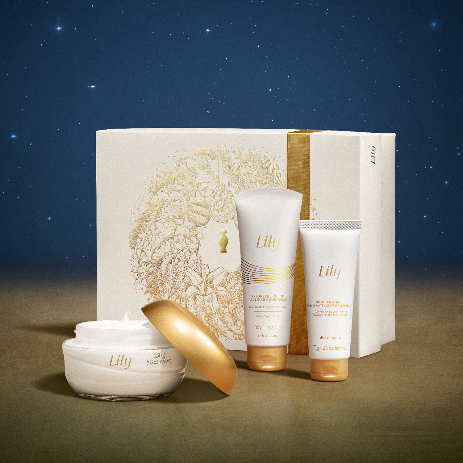 Kit Presente Natal Lily Acetinados (3 itens)
