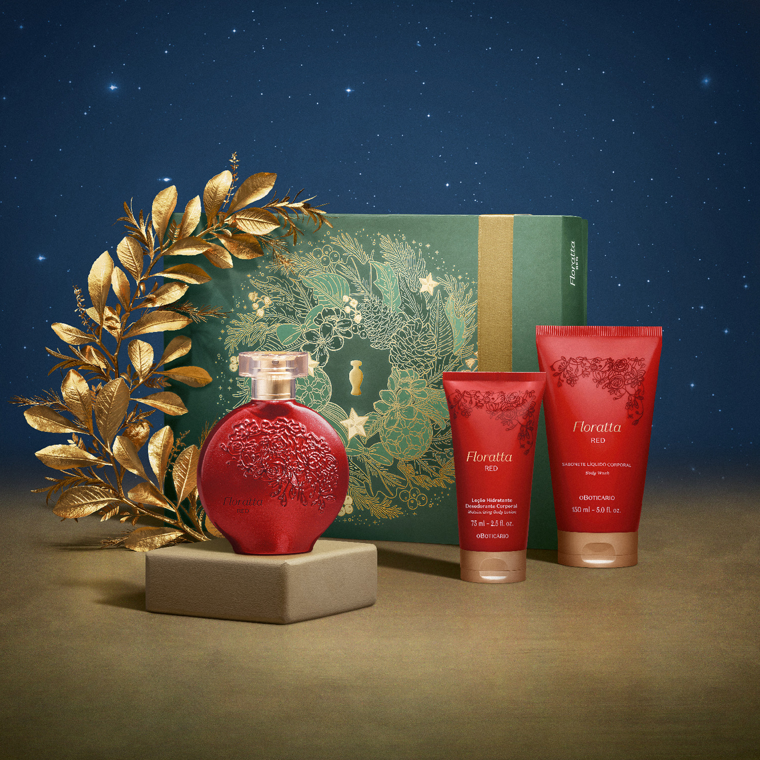 Kit Presente Natal Floratta Red (3 itens)