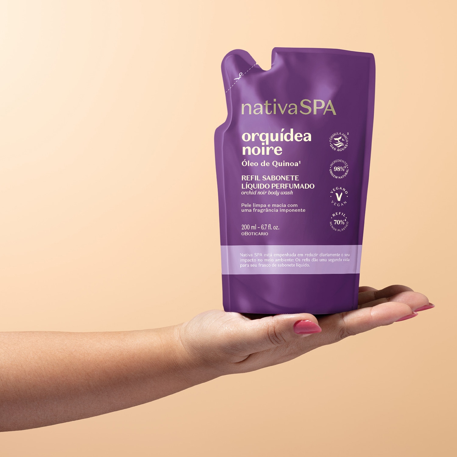 Refil Sabonete Líquido Perfumado Nativa Spa Orquídea Noire 200ml