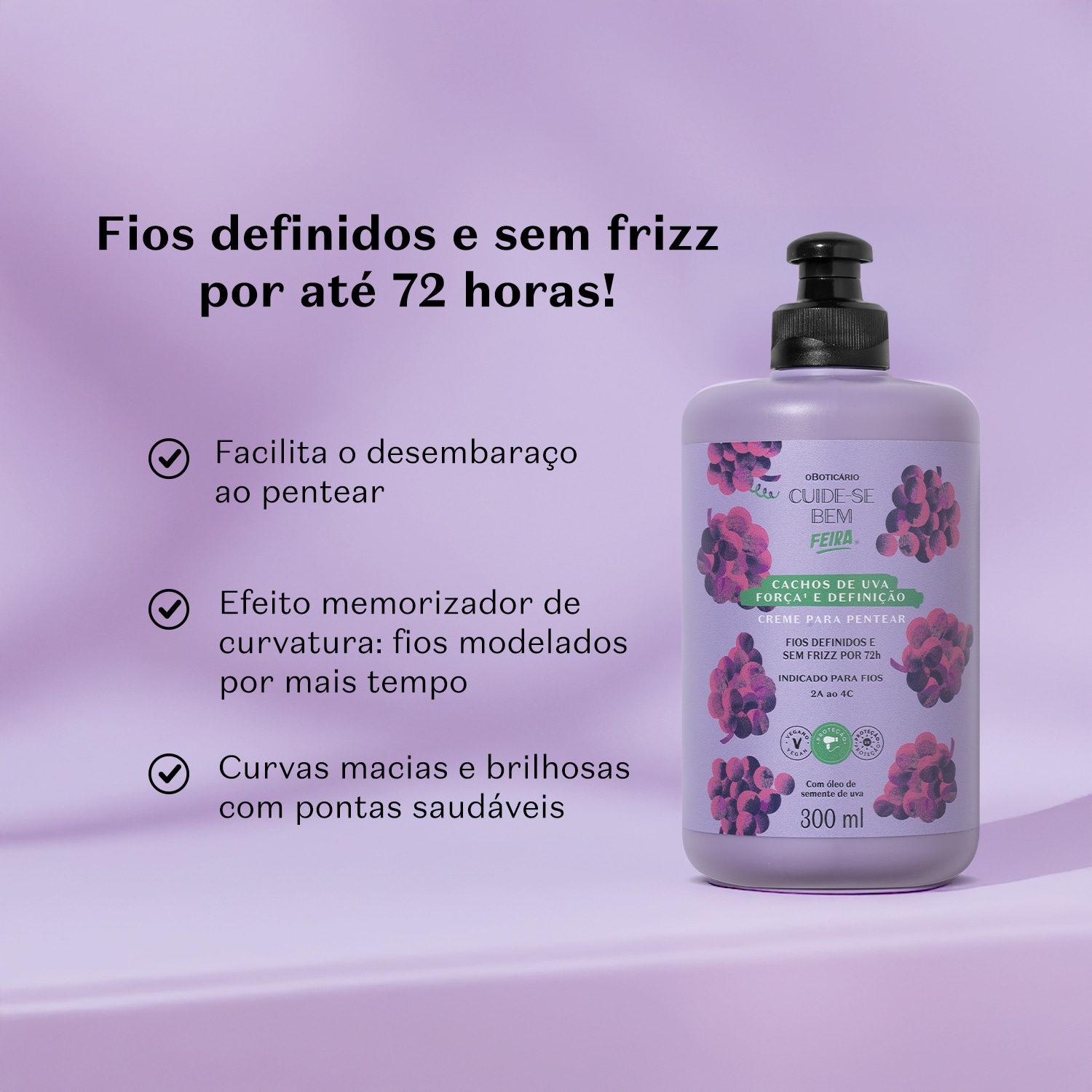 Creme Para Pentear Cuide-se Bem Feira Cachos de Uva 300ml
