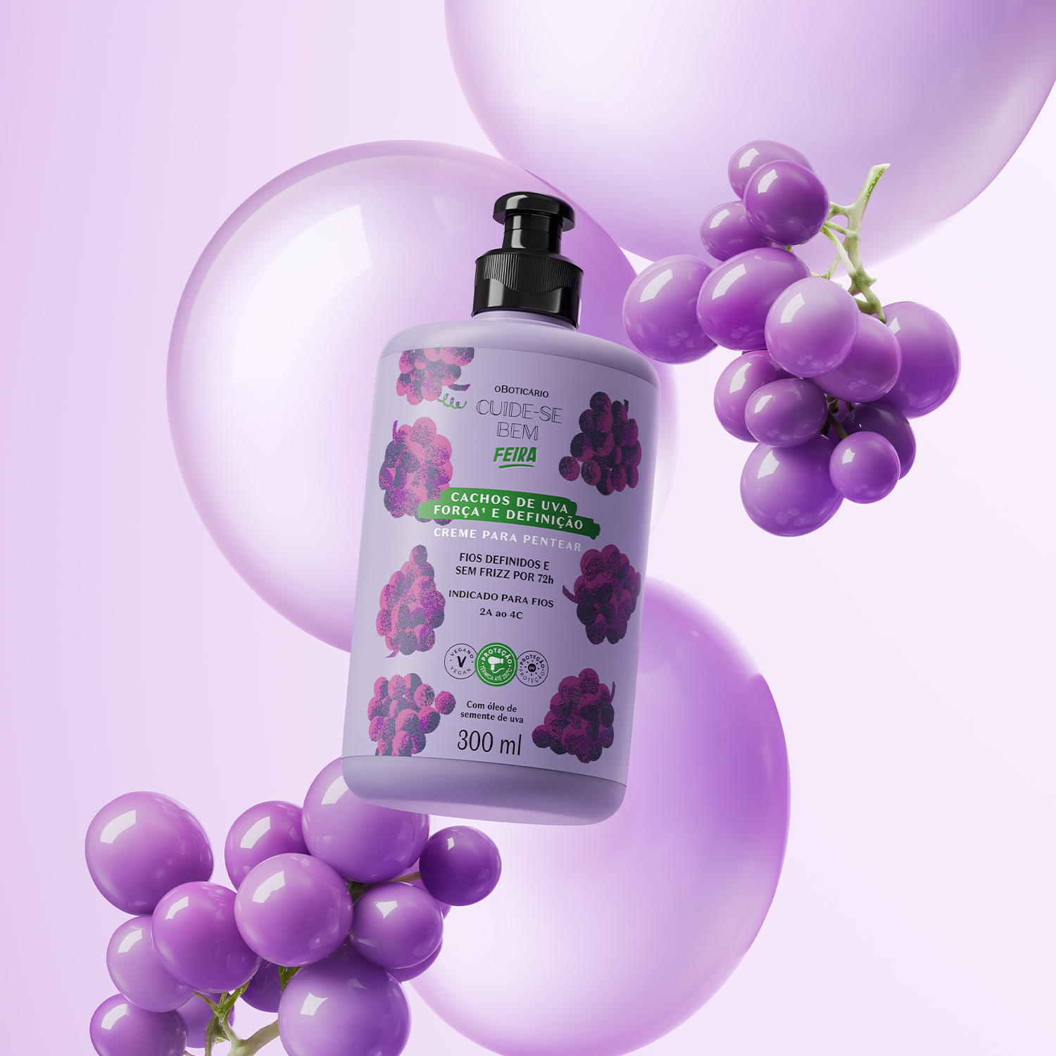 Creme Para Pentear Cuide-se Bem Feira Cachos de Uva 300ml