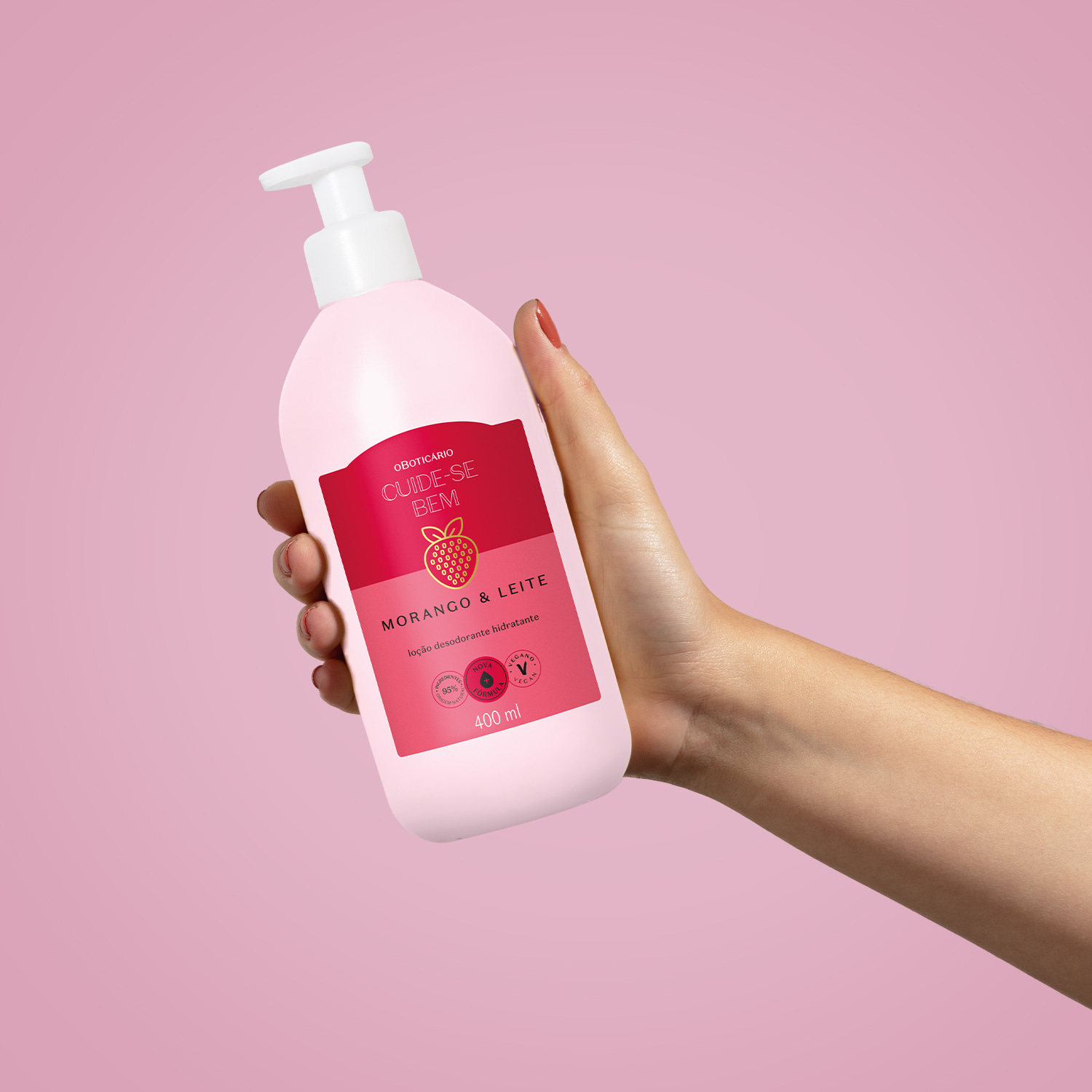 Loção Hidratante Desodorante Corporal Cuide-se Bem Morango e Leite 400ml