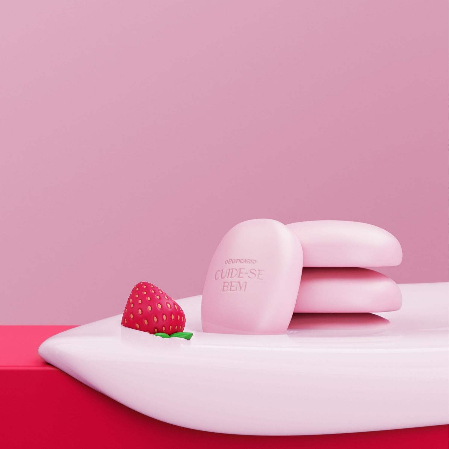 Kit Sabonetes em Barra Cuide-se Bem Morango e Leite 4x80g Cada