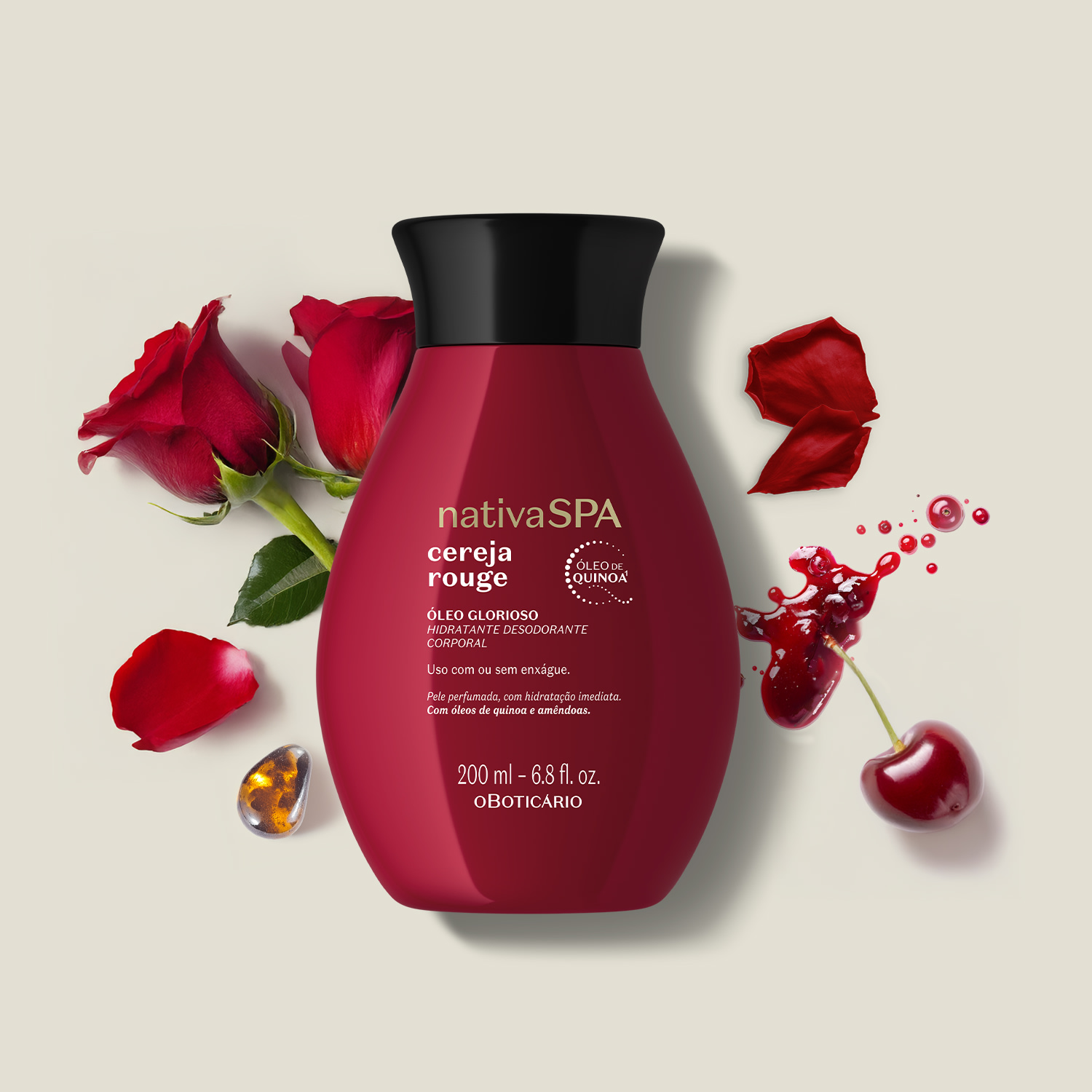 Óleo Glorioso Hidratante Desodorante Corporal Nativa Spa Cereja Rouge 200ml