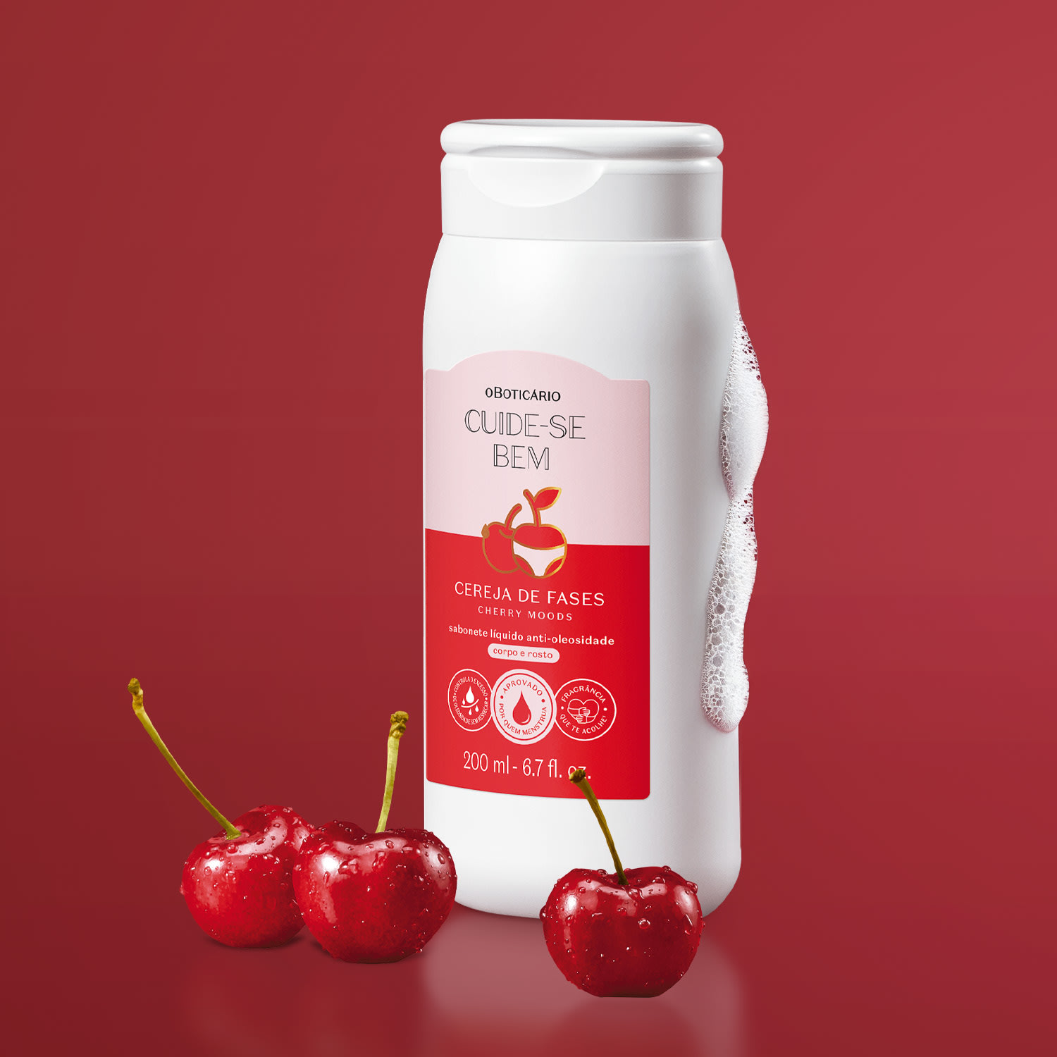 Sabonete Líquido Anti-Oleosidade Corpo E Rosto Cuide-se Bem Cereja De Fases 200ml