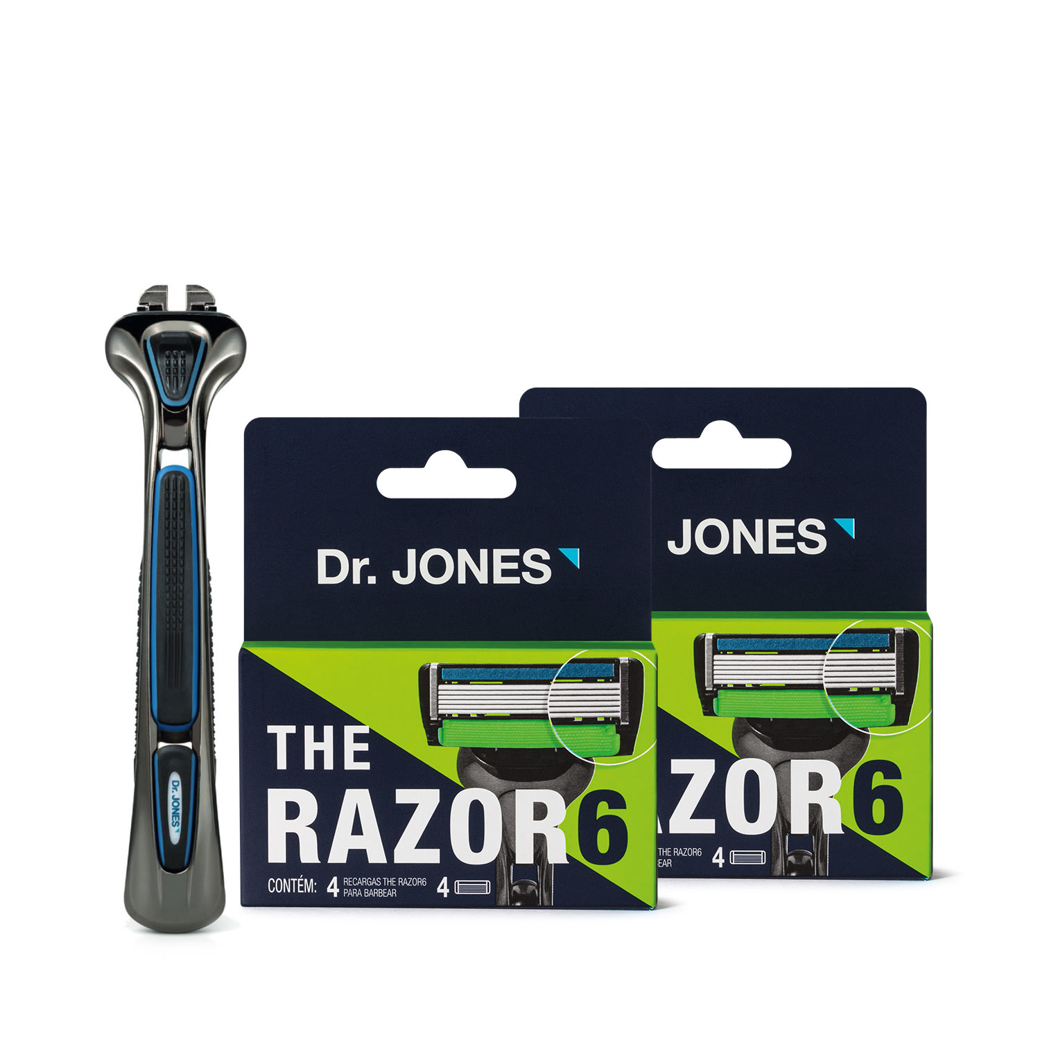 Kit Dr. Jones The Razor 6 Lâminas de Barbear e Cabo (9 Produtos) Kit Dr. Jones The Razor 6 Lâminas de Barbear e Cabo (9 Produtos)