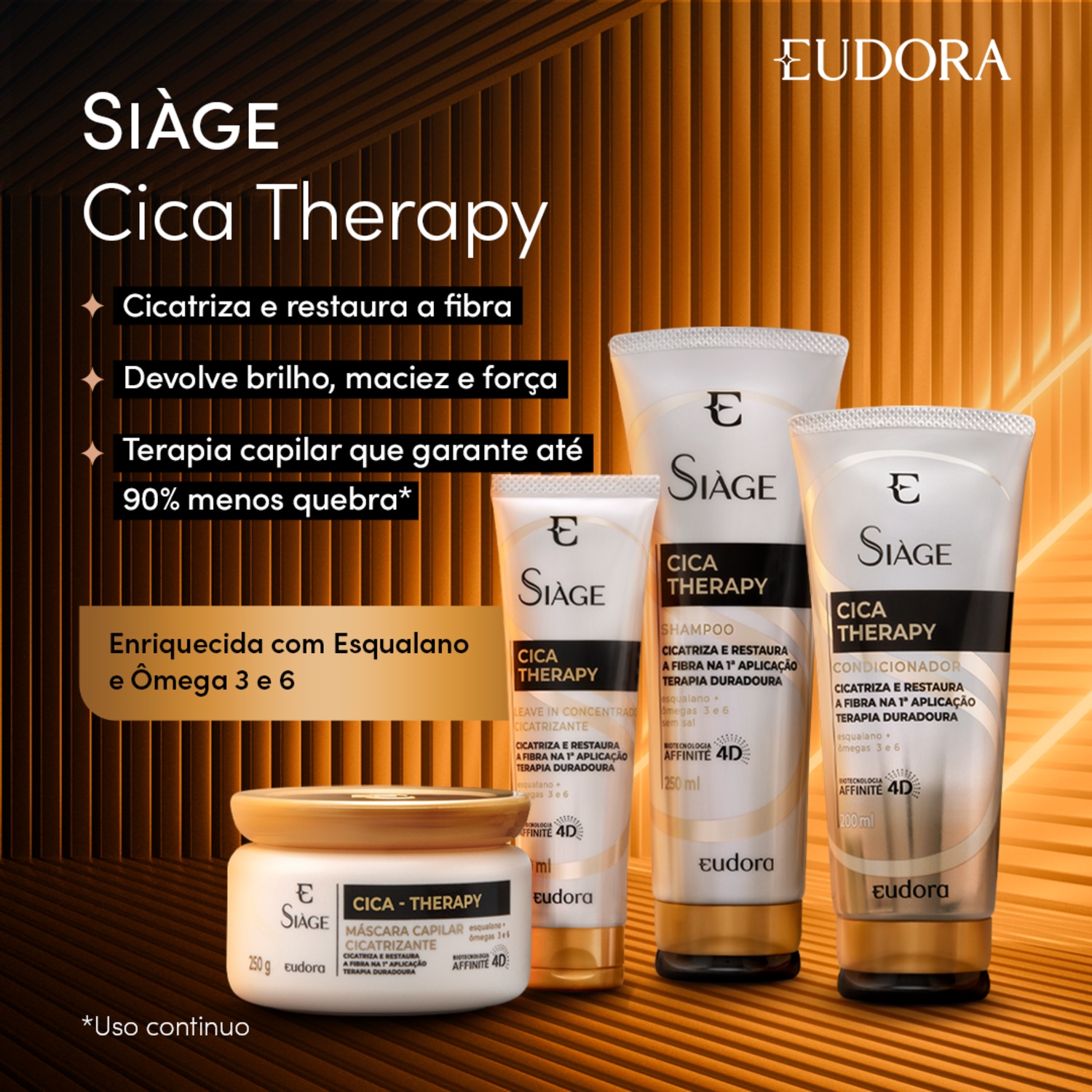 Combo Siàge Cica-Therapy: Shampoo 250ml + Condicionador 200ml + Máscara Capilar 250g 2
