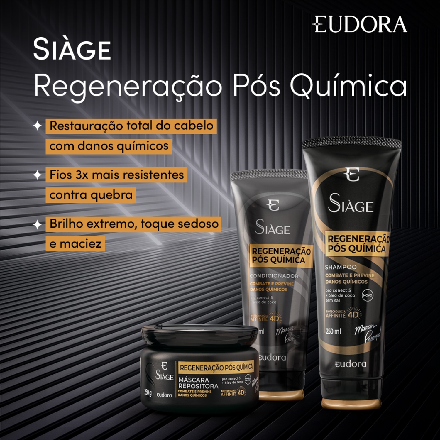 Combo Siàge Regeneração Pós Química: Shampoo 250ml + Condicionador 200ml