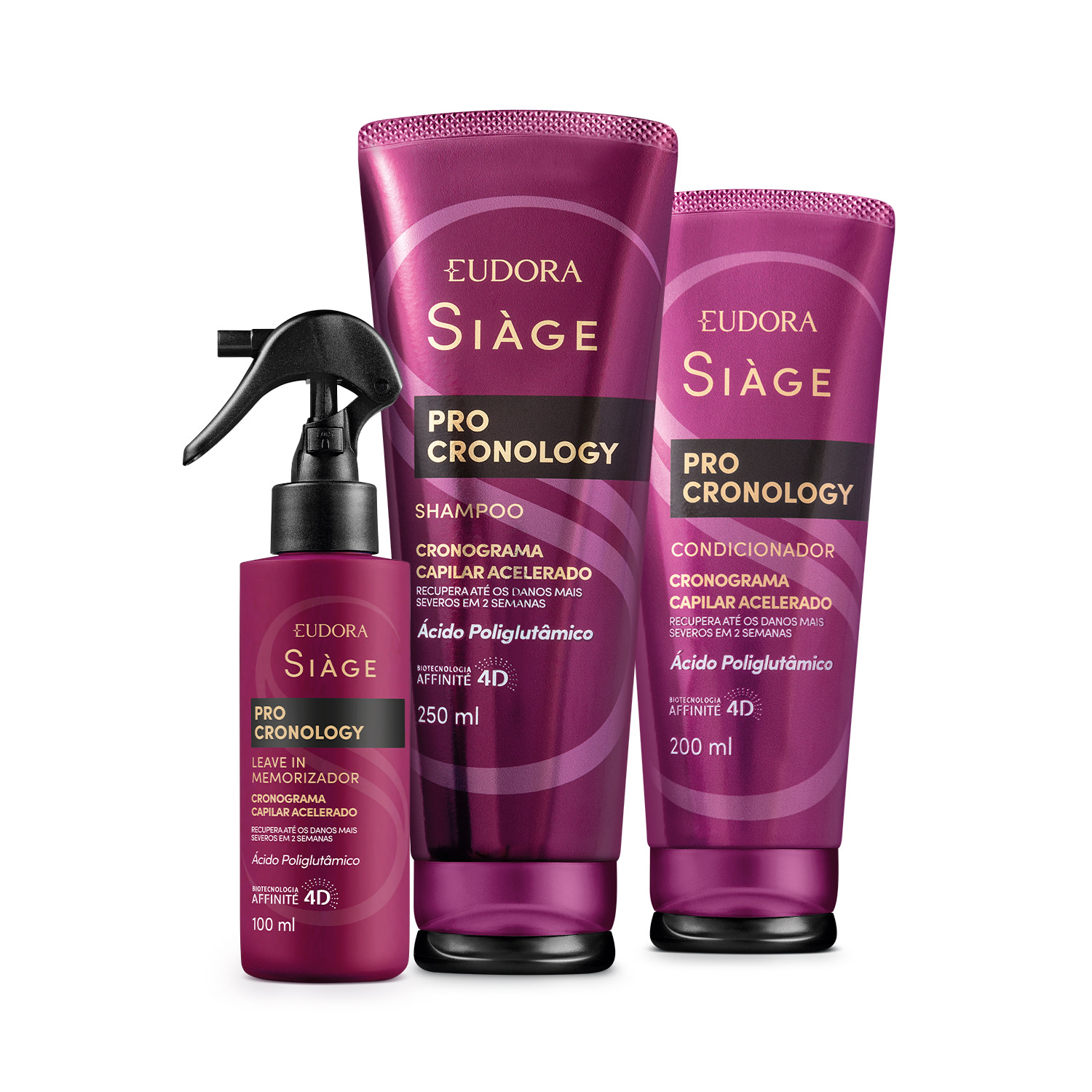 Combo Siàge Pro Cronology: Shampoo 250ml + Condicionador 200ml + Leave In Memorizador 100ml 1