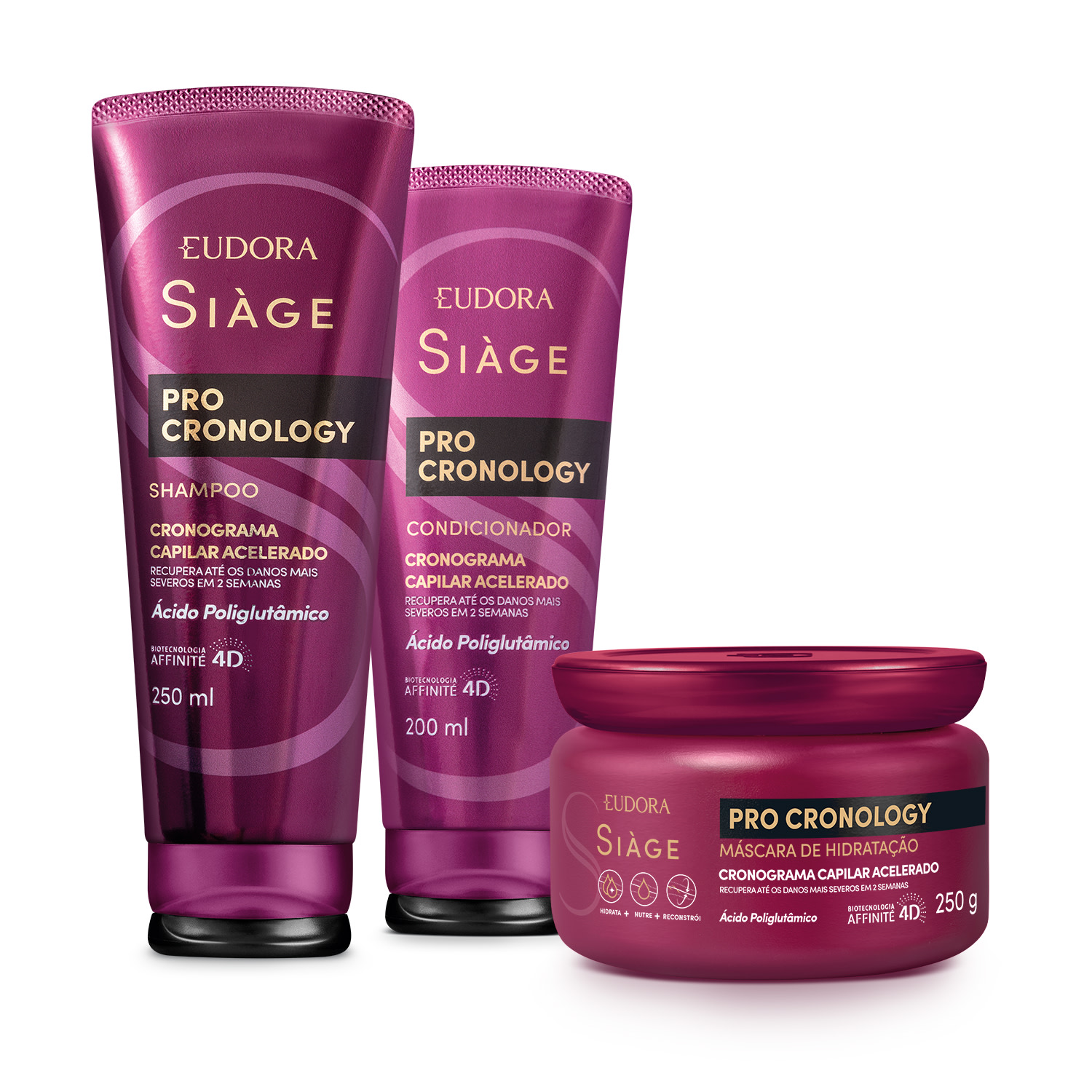 Combo Siàge Pro Cronology: Shampoo 250ml + Condicionador 200ml + Máscara de Hidratação 250g 1