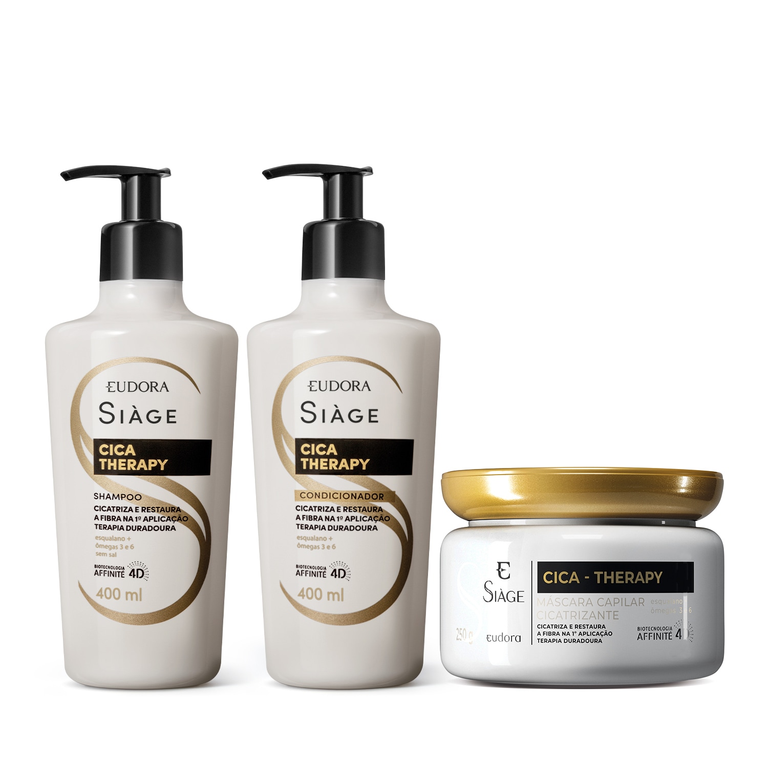 Combo Siàge Cica-Therapy: Shampoo 400ml + Condicionador 400ml + Máscara Capilar 250g 1