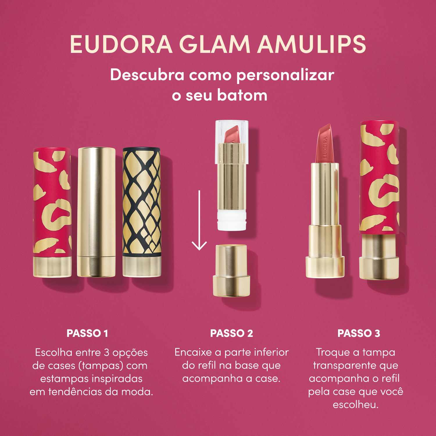 Combo Glamourosa e Determinada: Batom Marrom 3,4g + Case Rosa