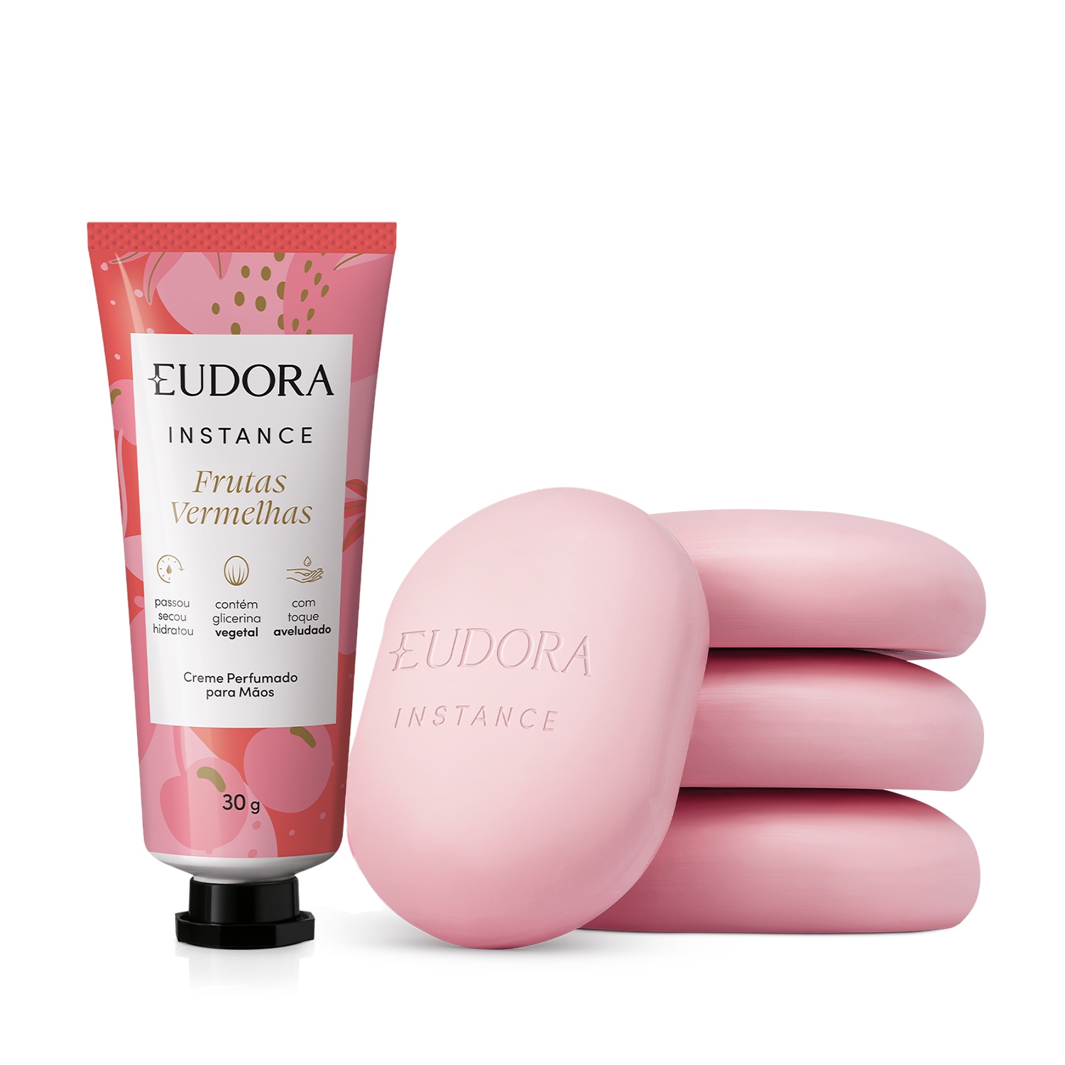 Combo Instance Frutas Vermelhas: Creme para Mãos 30g + Sabonete Vegetal em Barra 4x80g 1