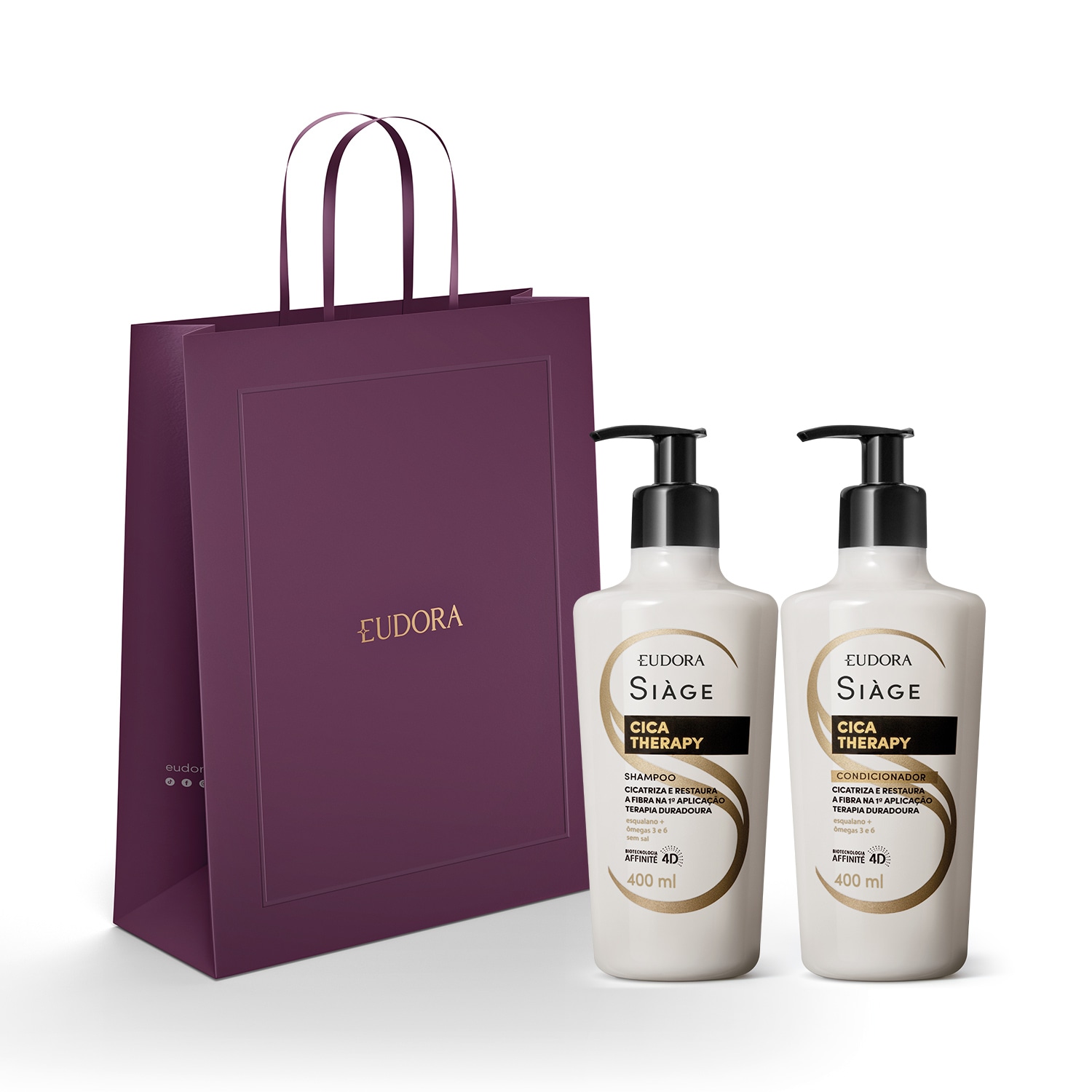 Combo Siàge Cica - Therapy: Shampoo 400ml + Condicionador 400ml + Sacola M Combo Siàge Cica - Therapy: Shampoo 400ml + Condicionador 400ml + Sacola M