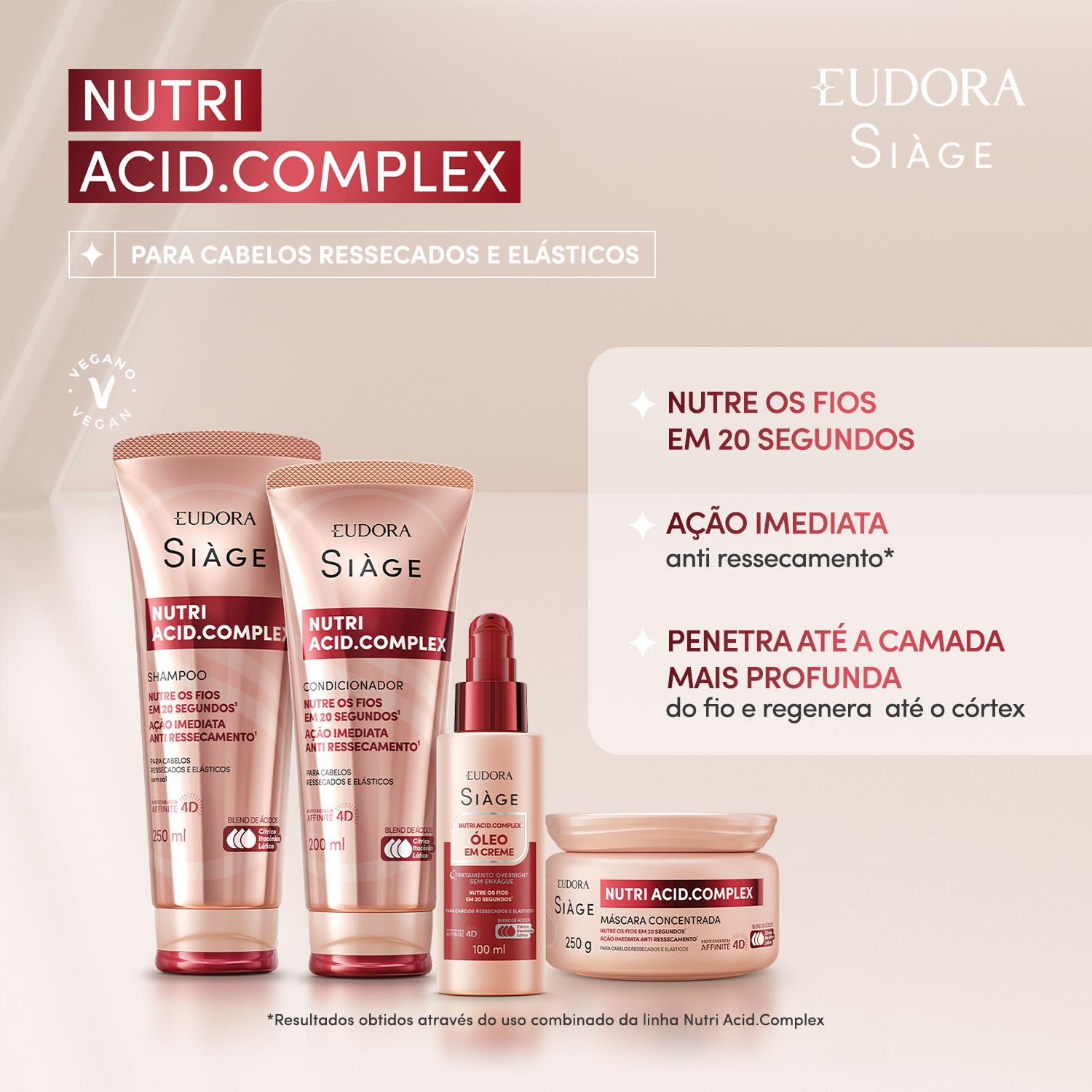 Combo Siàge Nutri Acid.Complex: Shampoo 250ml + Condicionador 200ml
