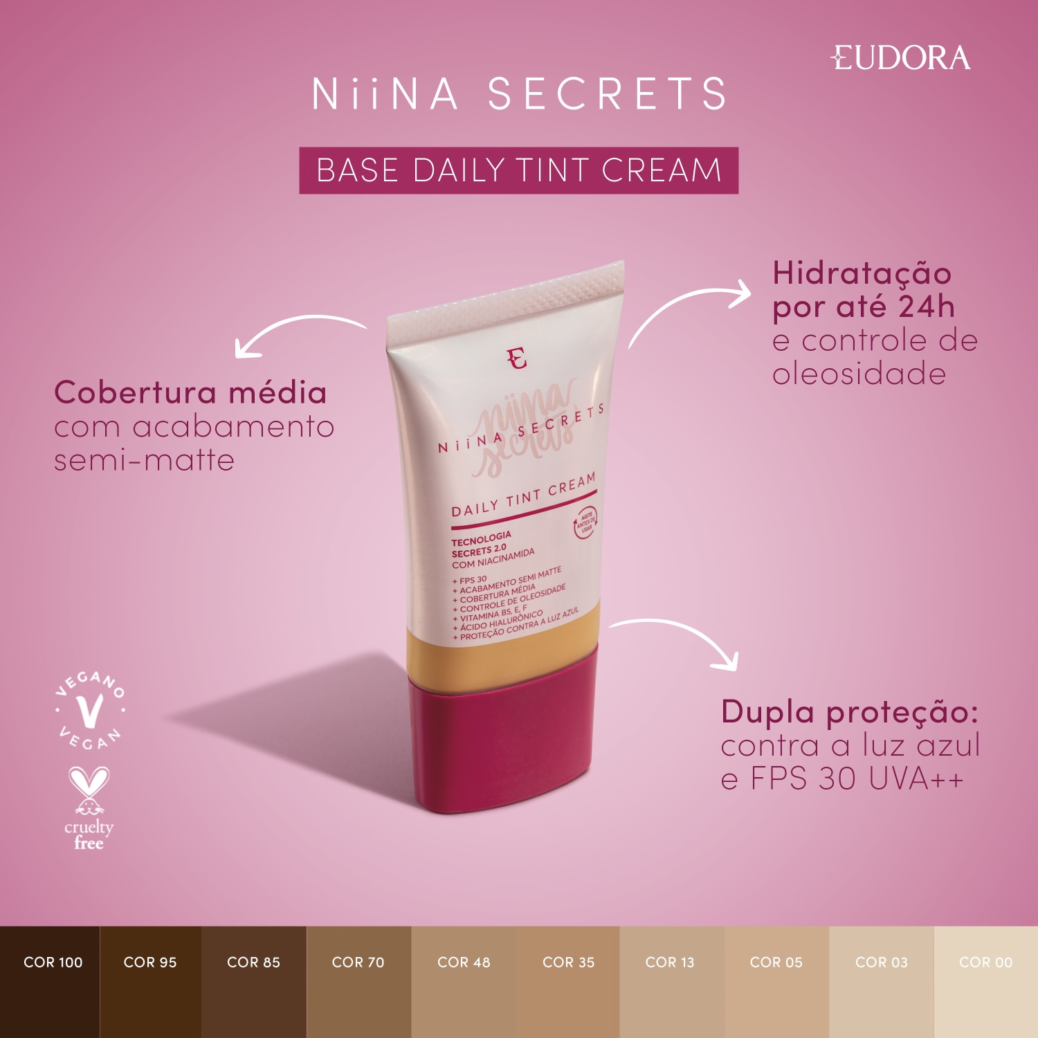 Base Líquida Daily Tint Cream Niina Secrets Cor 95 25ml