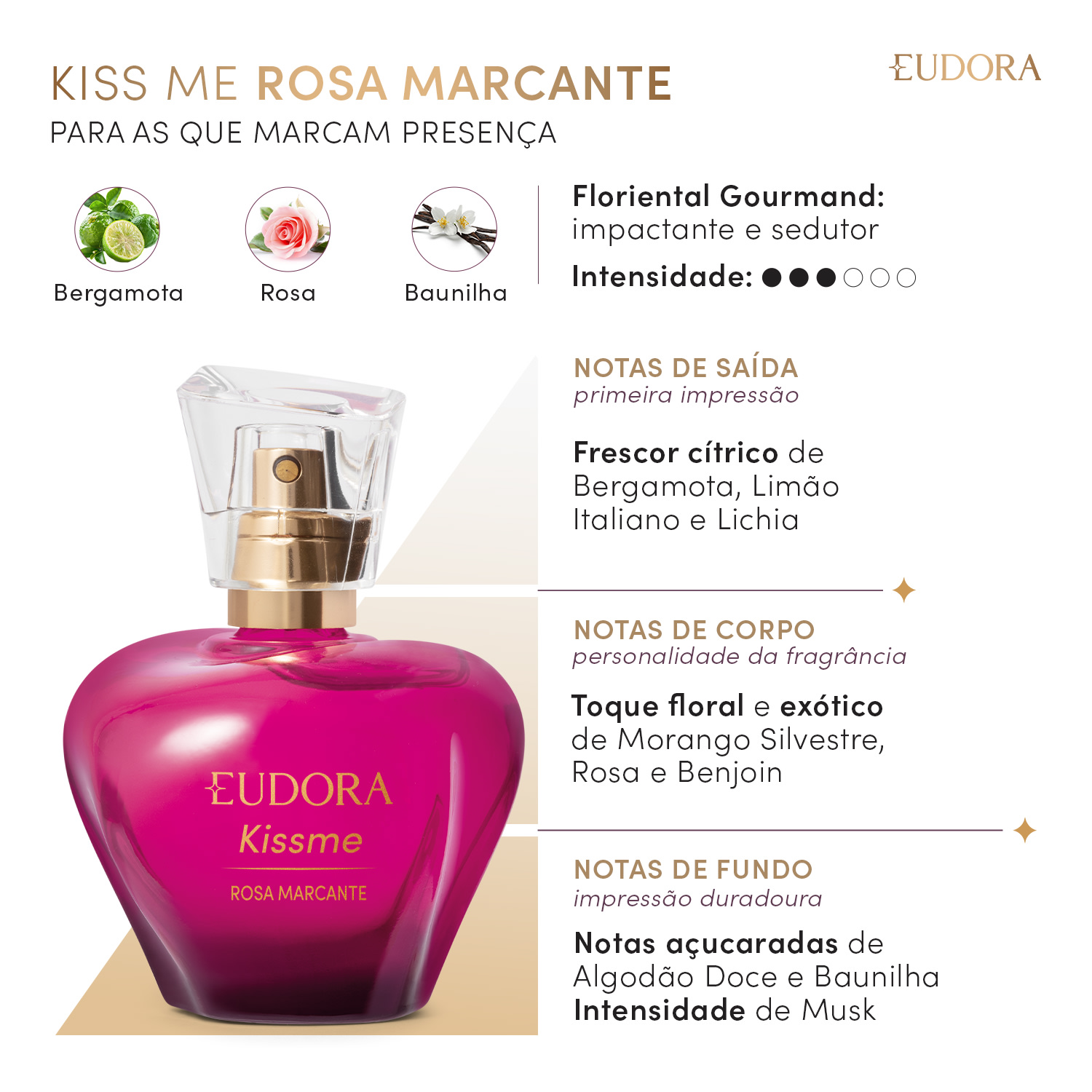 Kiss Me Rosa Marcante Colônia Desodorante 50ml 2
