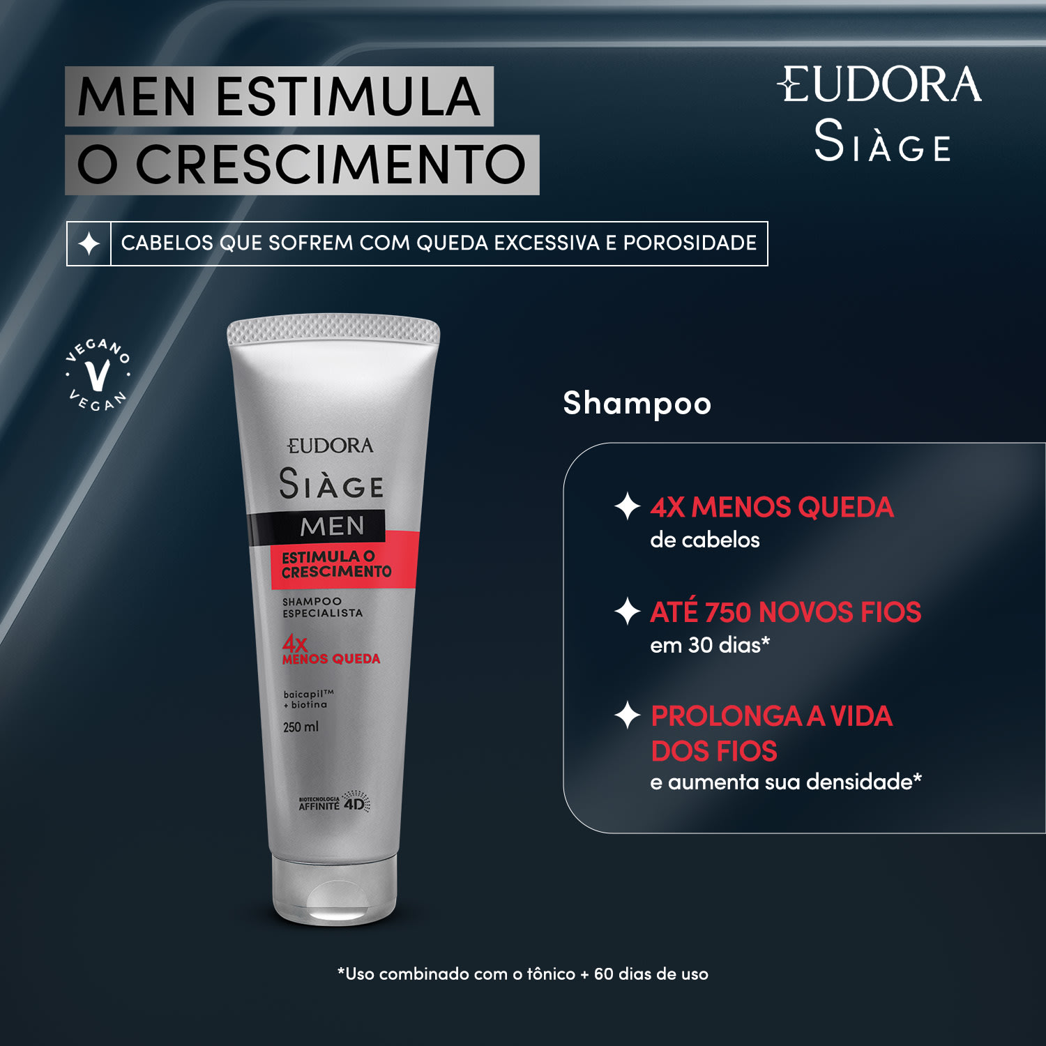 Shampoo Siàge Men Estimula o Crescimento 250ml