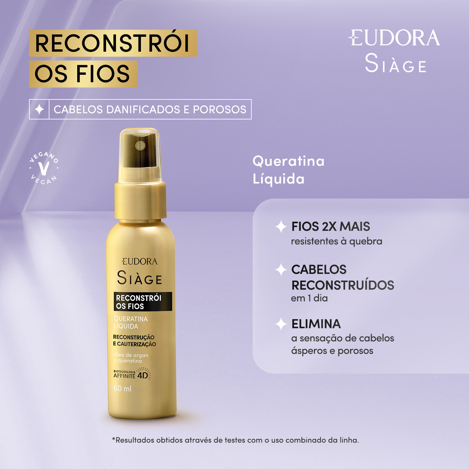 Queratina Líquida Siàge Reconstrói Os Fios 60ml