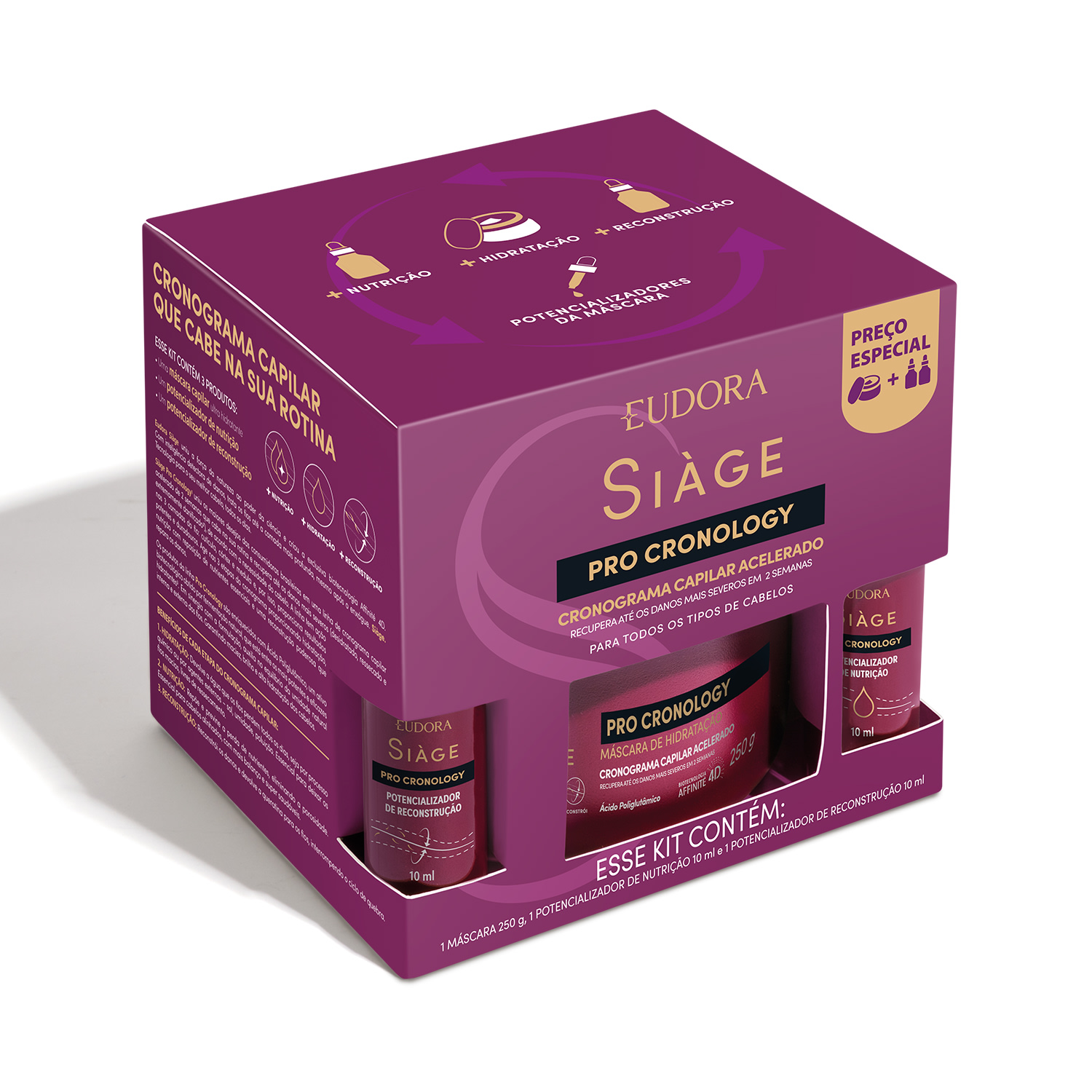 Kit Eudora Siàge Pro Cronology Cronograma Capilar Acelerado (3 Produtos) Kit Eudora Siàge Pro Cronology Cronograma Capilar Acelerado (3 Produtos)