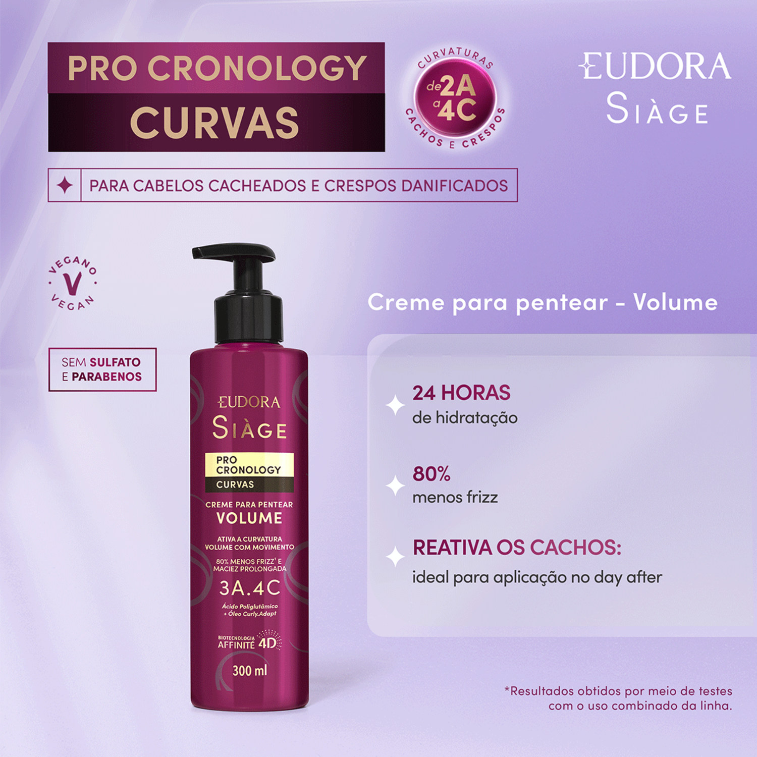 Creme para Pentear Volume Siàge Pro Cronology Curvas 300ml