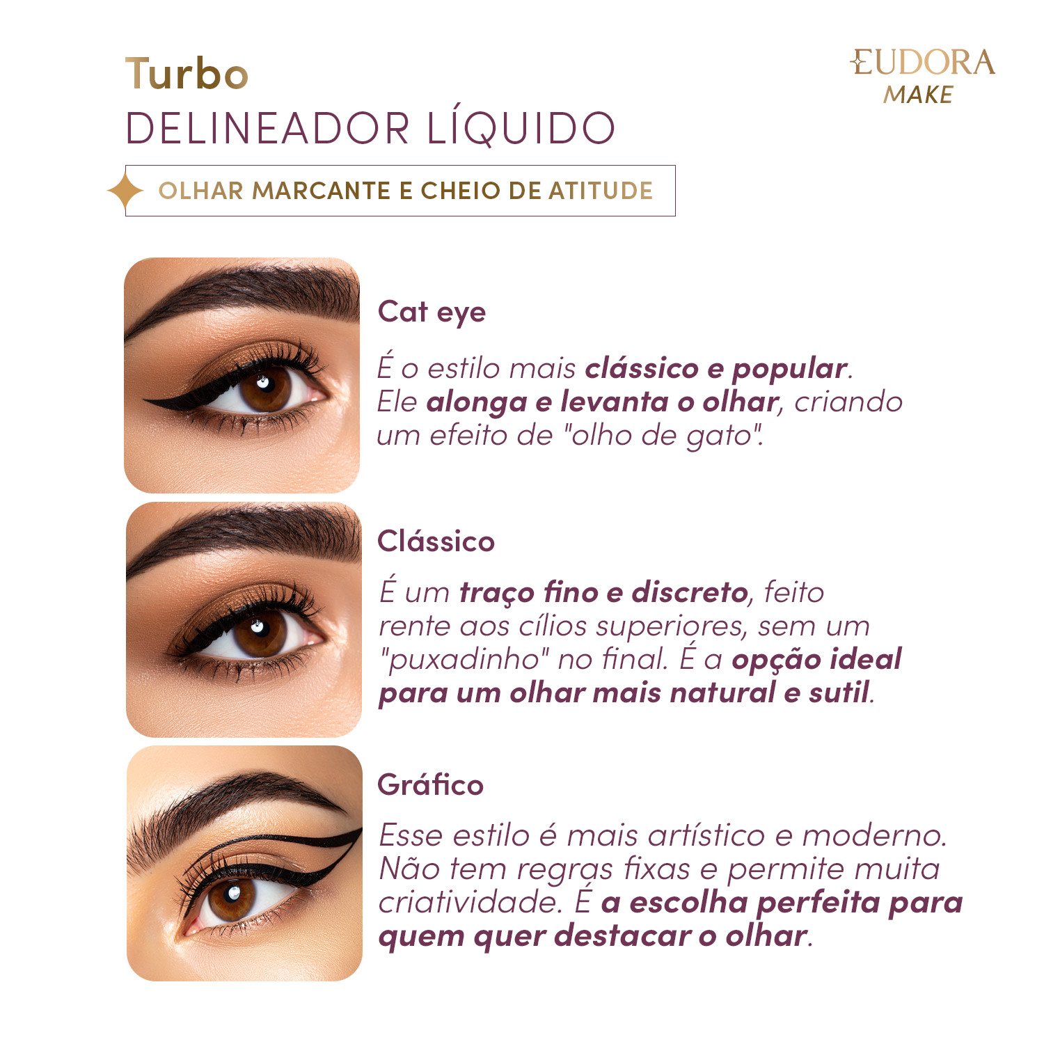 Delineador Líquido Para Olhos Preto Essencial Eudora Make 2,5ml 4