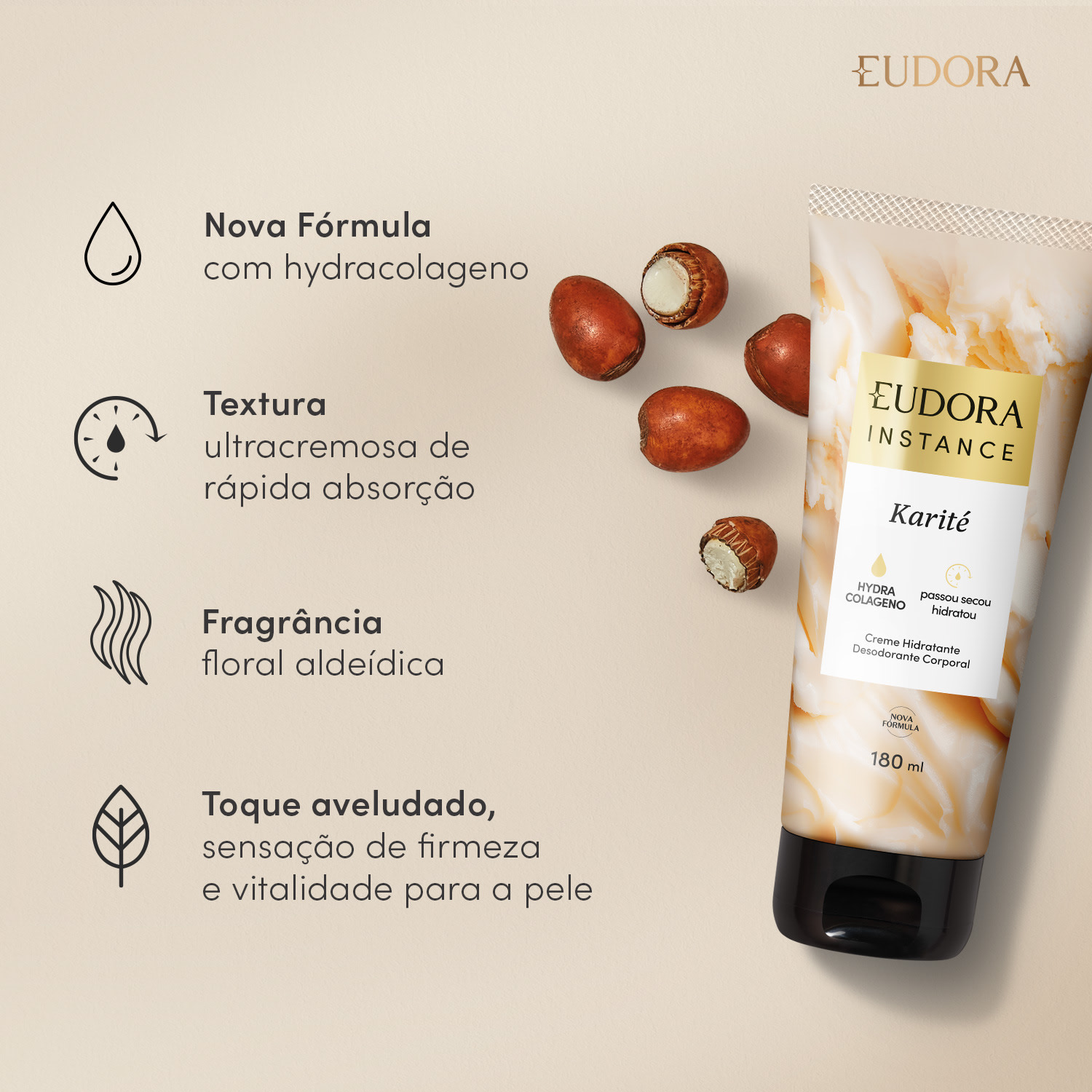 Manteiga Hidratante Desodorante Corporal Instance Karité 180ml