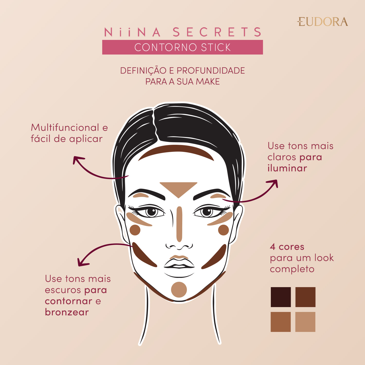 Contorno Stick Multifuncional Cor 4 Niina Secrets 5g