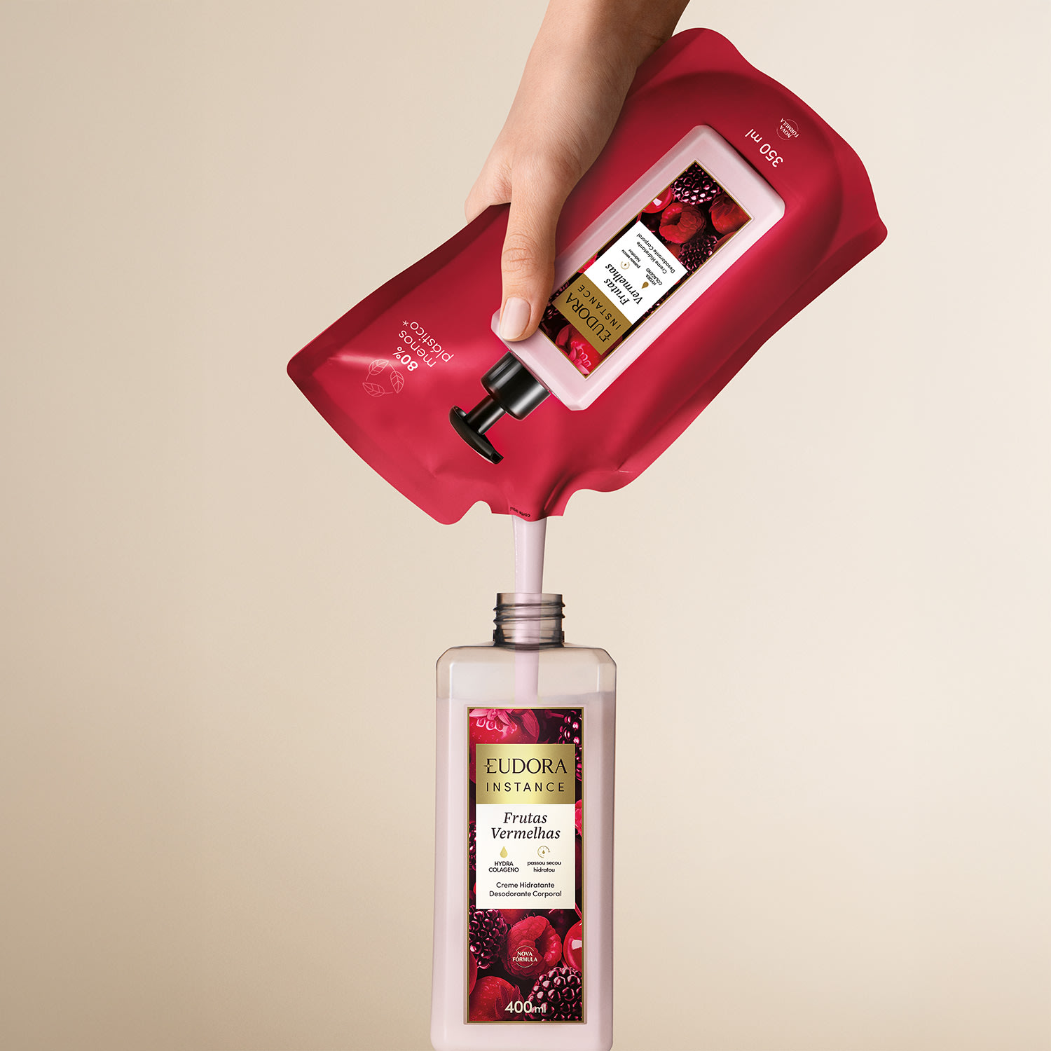 Refil Creme Hidratante Desodorante Corporal Instance Frutas Vermelhas 350ml