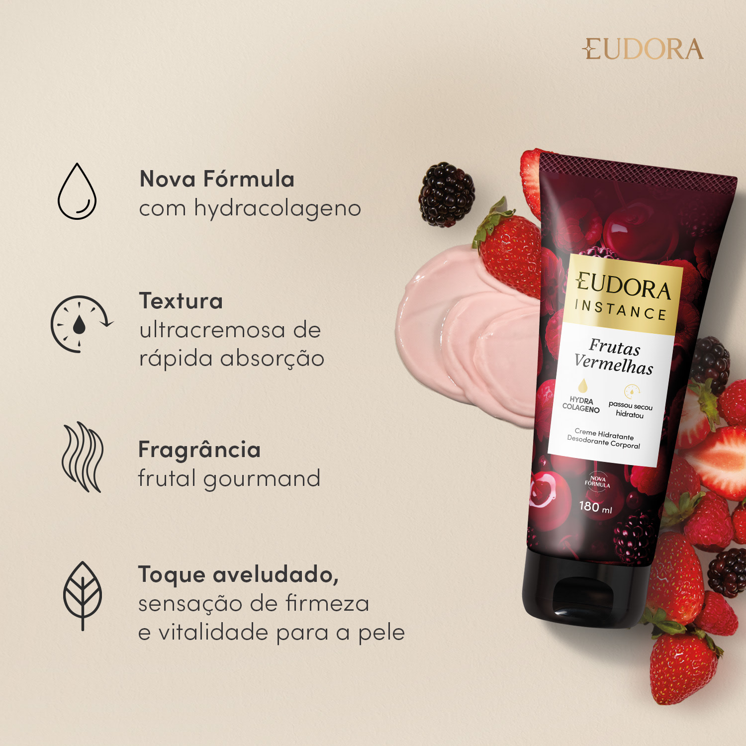 Creme Hidratante Desodorante Corporal Instance Frutas Vermelhas 180ml