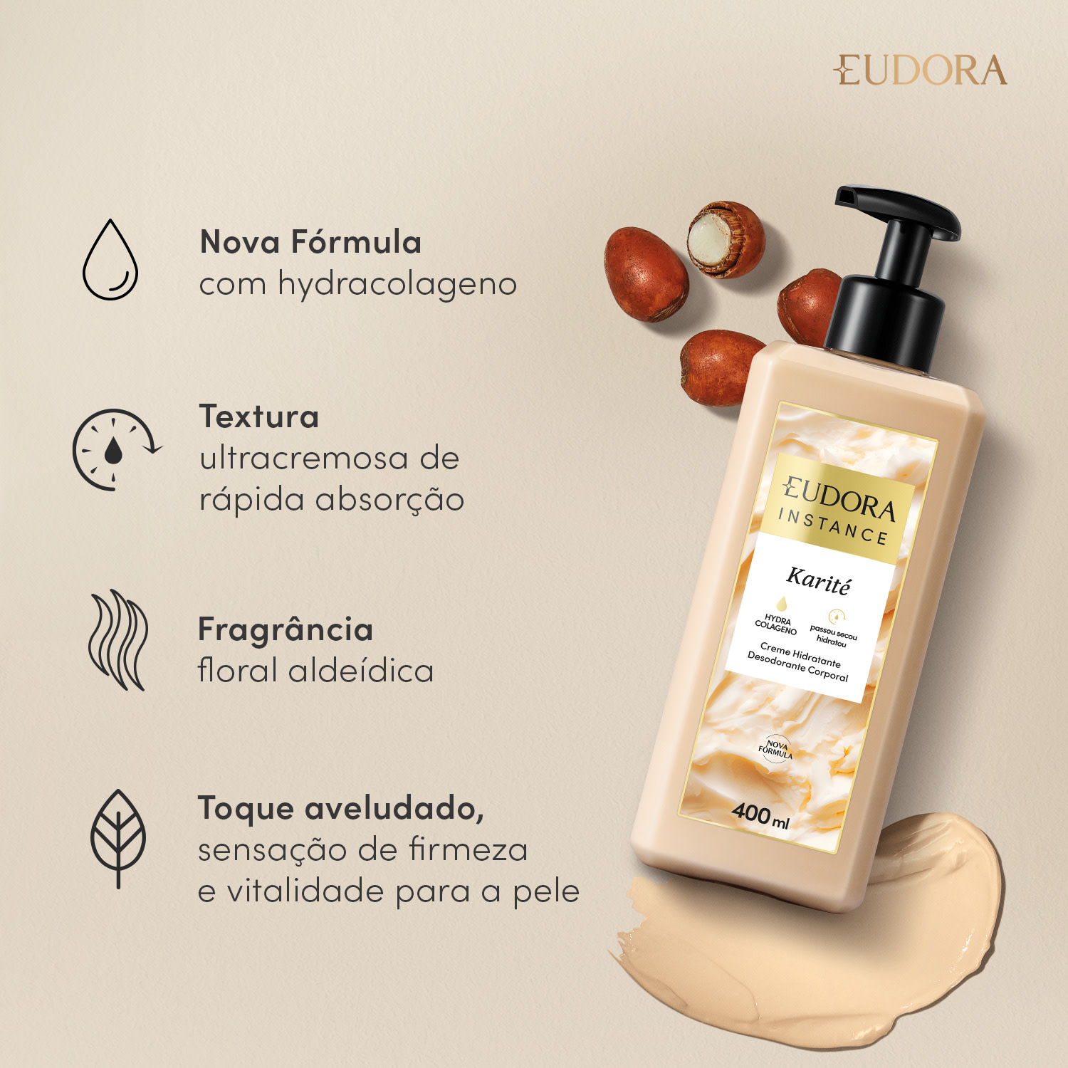 Creme Hidratante Desodorante Corporal Instance Karité 400ml