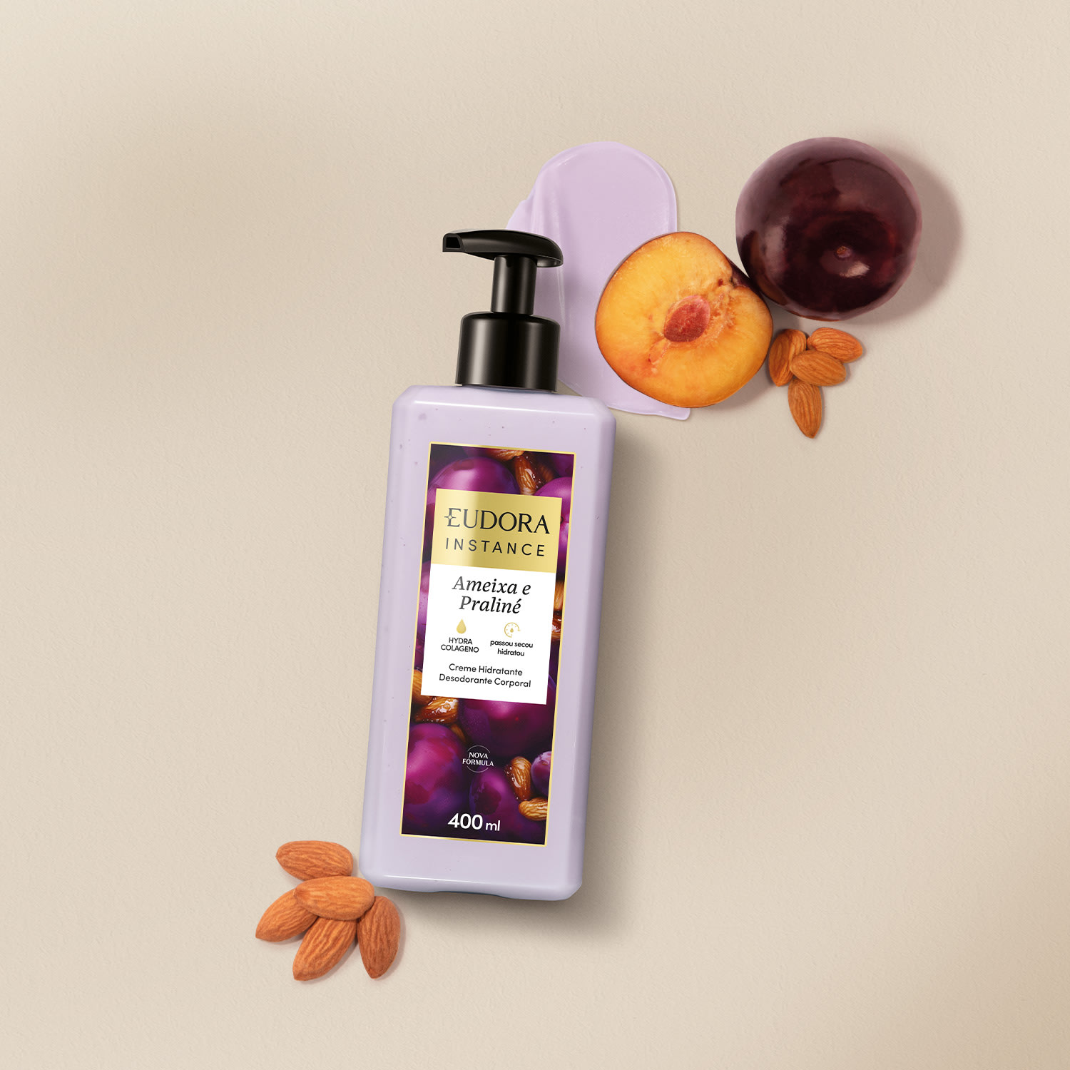 Creme Hidratante Desodorante Corporal Instance Ameixa e Praliné 400ml