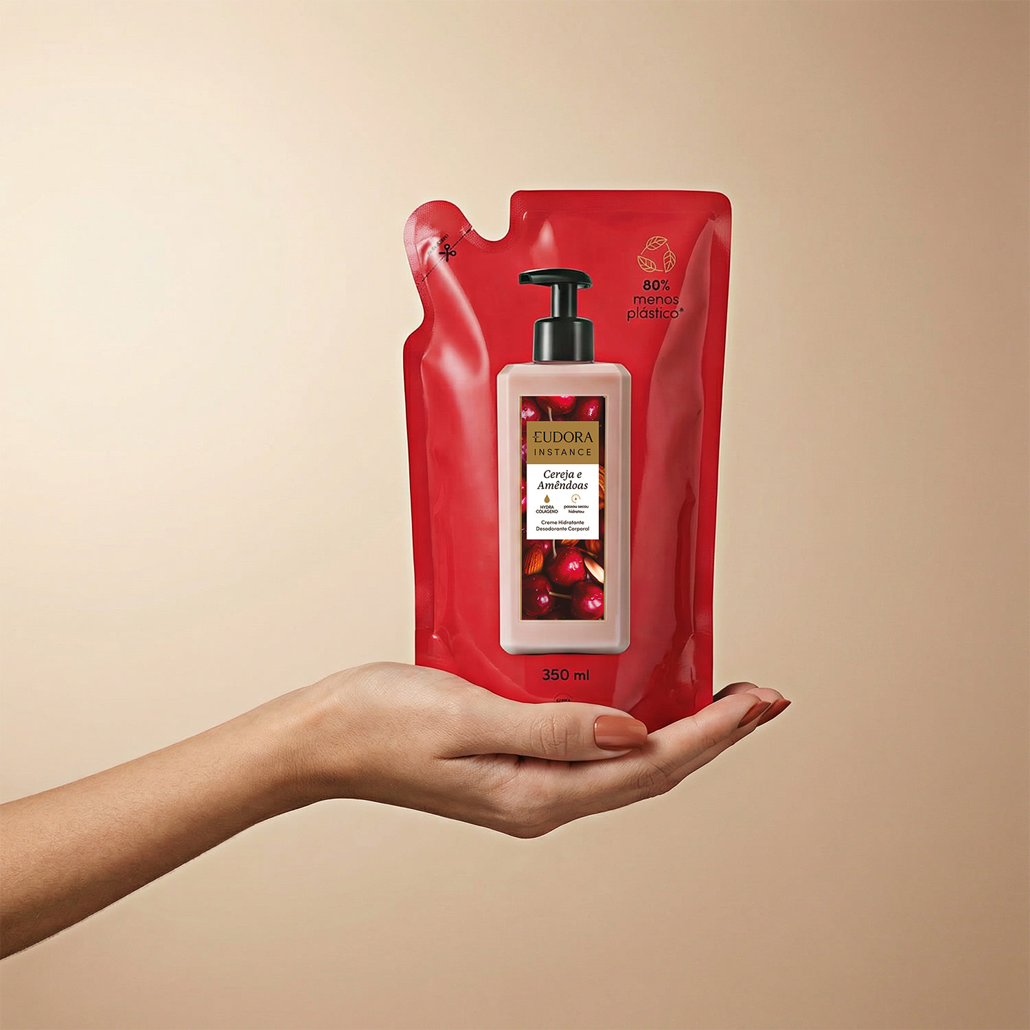 Refil Creme Hidratante Desodorante Corporal Instance Cereja e Amêndoas 350ml