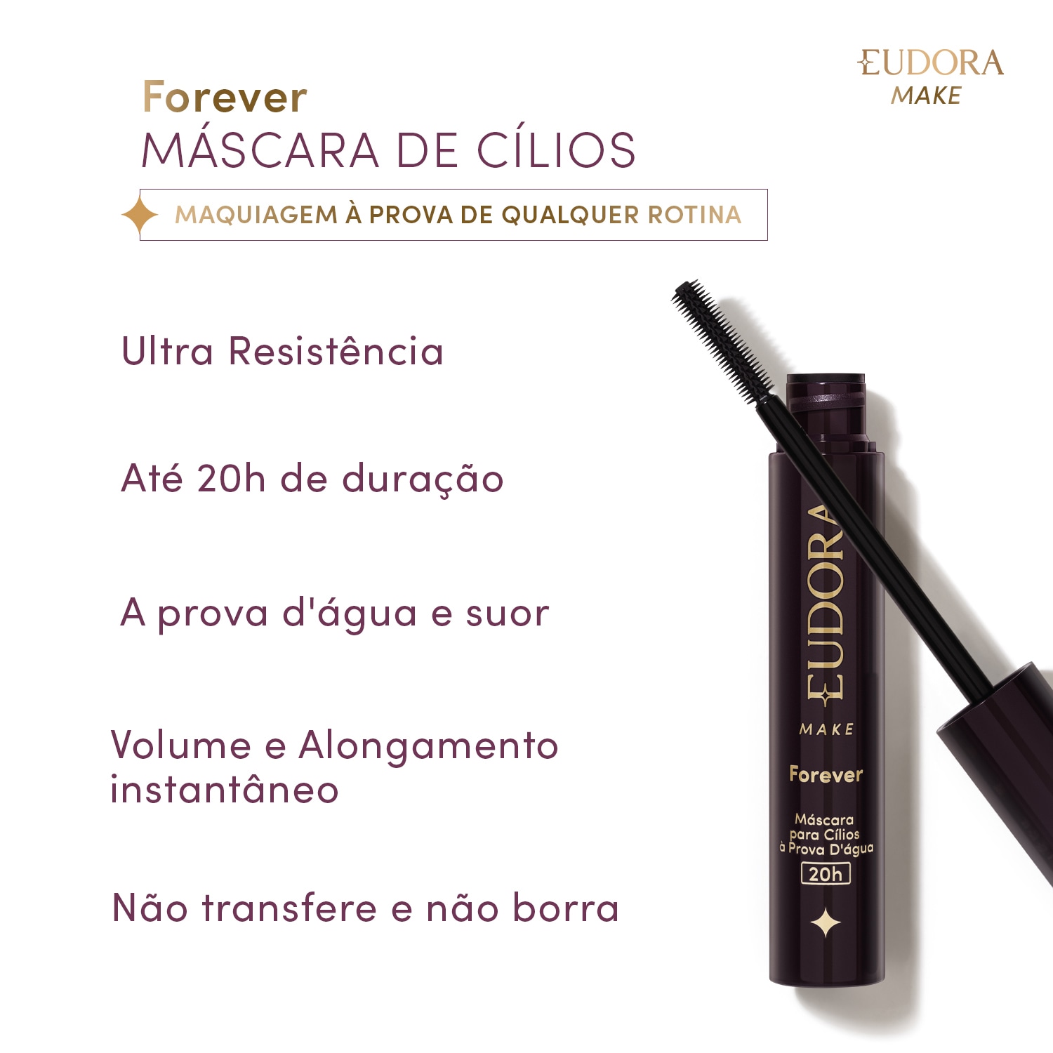 Eudora Make Máscara de Cílios à prova d'água Forever 8g