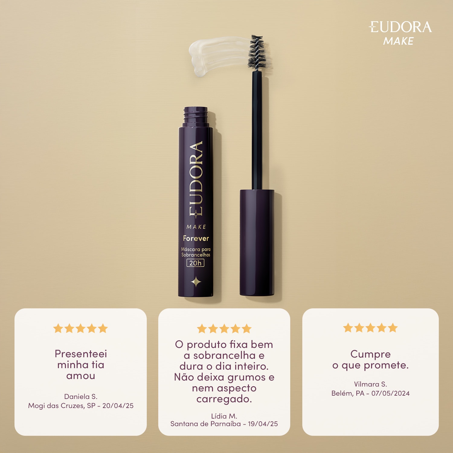 Máscara de Sobrancelhas Incolor à prova d'água Eudora Make Forever 4g