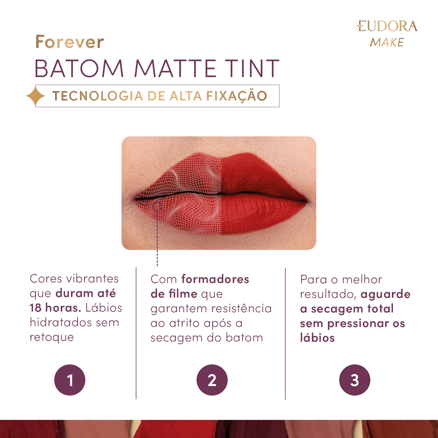 Batom Líquido Rose Vintage Eudora Make Forever Matte Tint 4ml