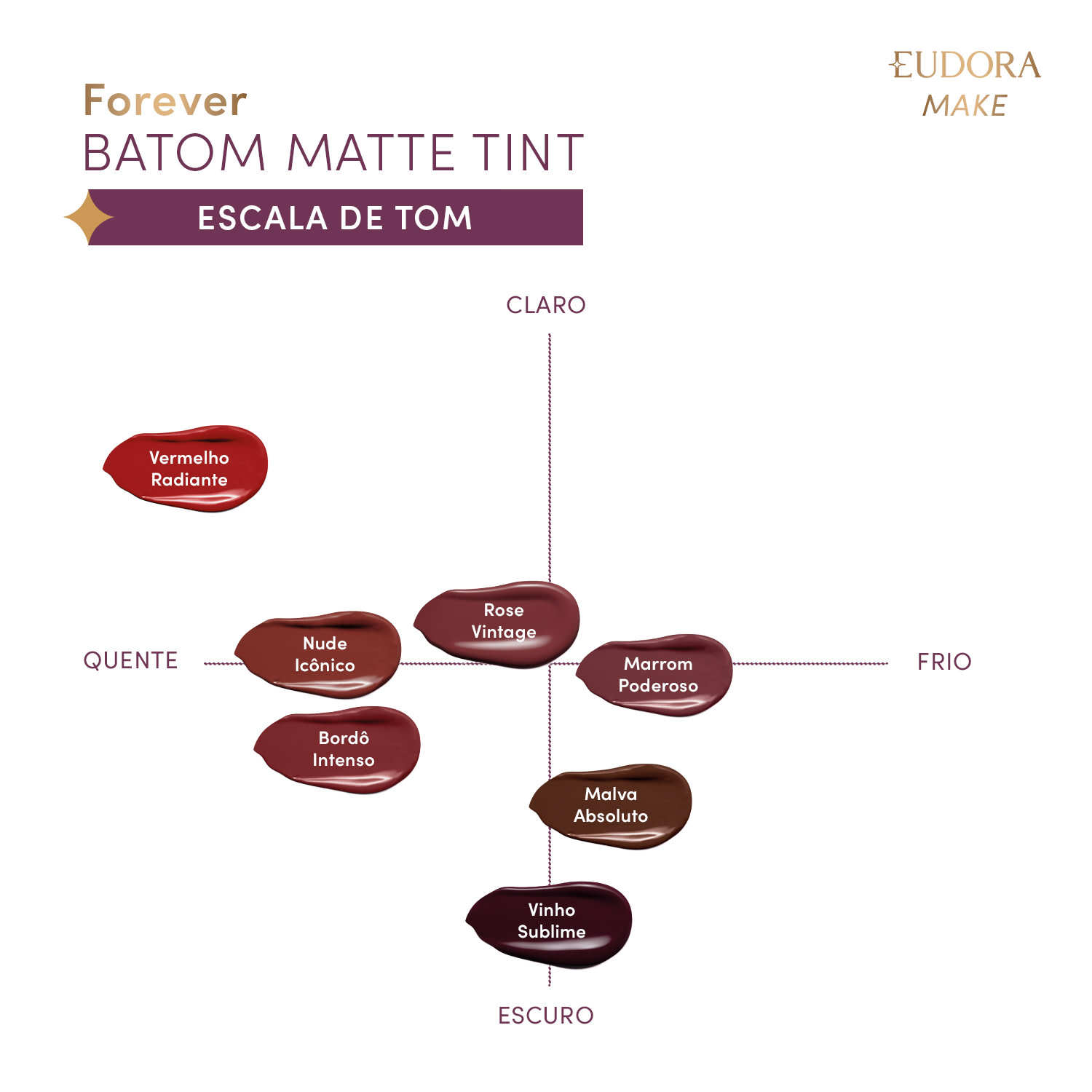 Batom Líquido Bordô Intenso Eudora Make Forever Matte Tint 4ml