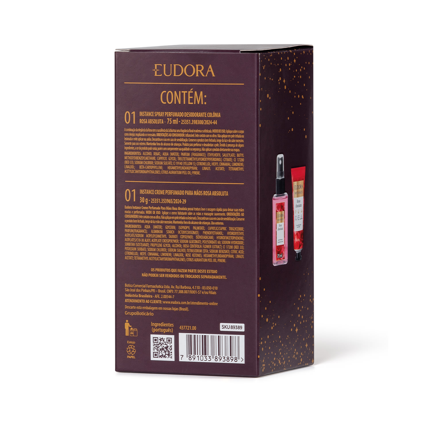 Kit Presente Instance Rosa Absoluta: Spray Perfumado 75ml + Creme Mãos 30g