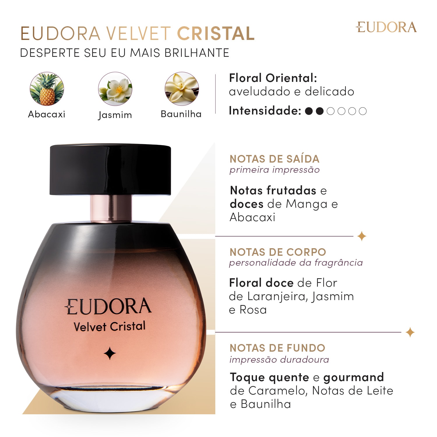 Eudora Velvet Cristal Desodorante Colônia 100ml 2