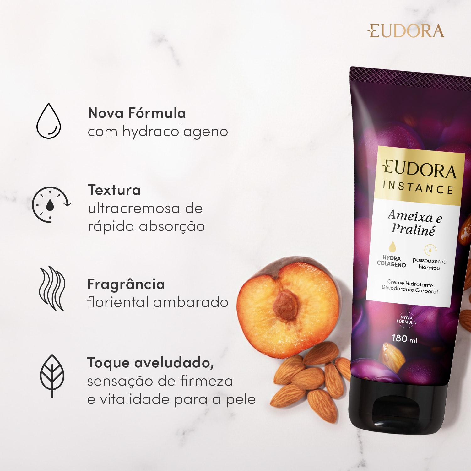 Creme Hidratante Desodorante Corporal Instance Ameixa e Praliné 180ml