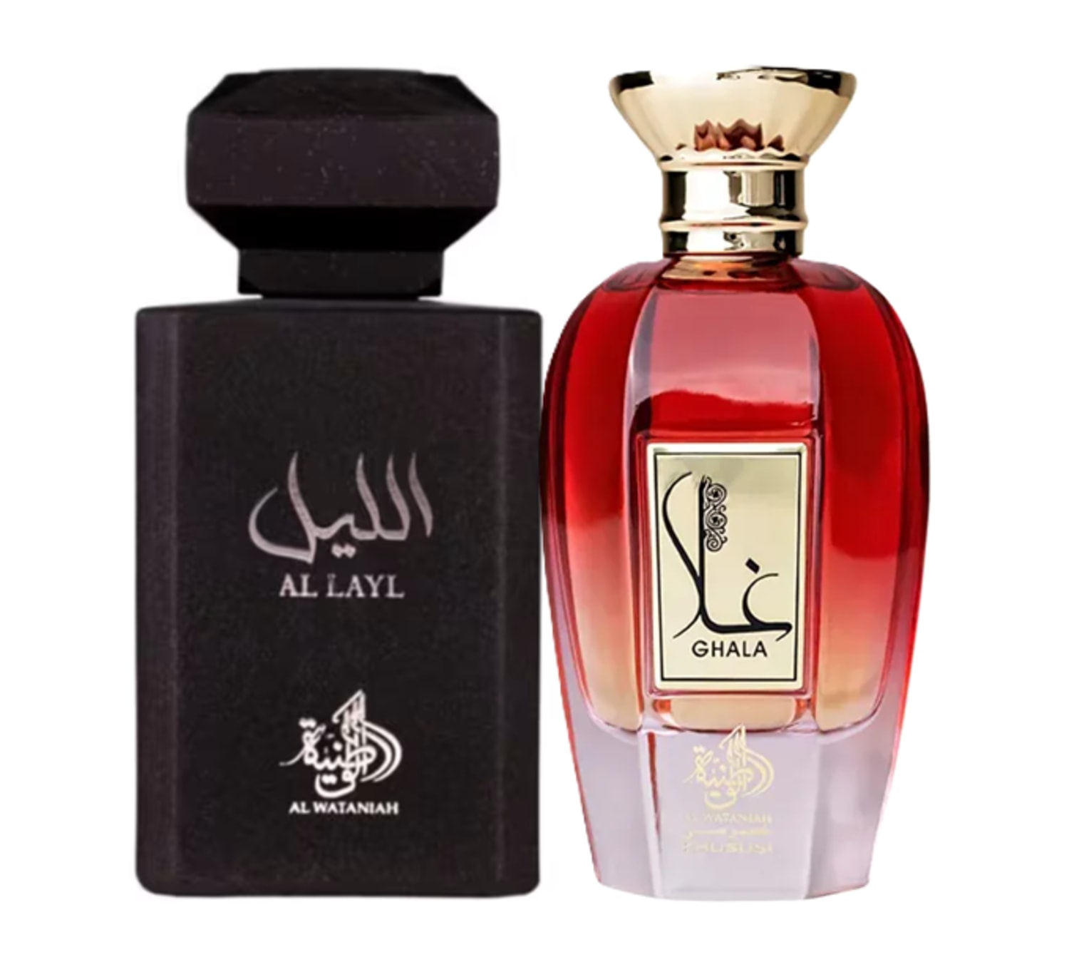 Kit Perfumes Árabes Al Wataniah Ghala Feminino & Al Layl Unissex 100ml cada (2 Perfumes) Kit Perfumes Árabes Al Wataniah Ghala Feminino & Al Layl Unissex 100ml cada (2 Perfumes)