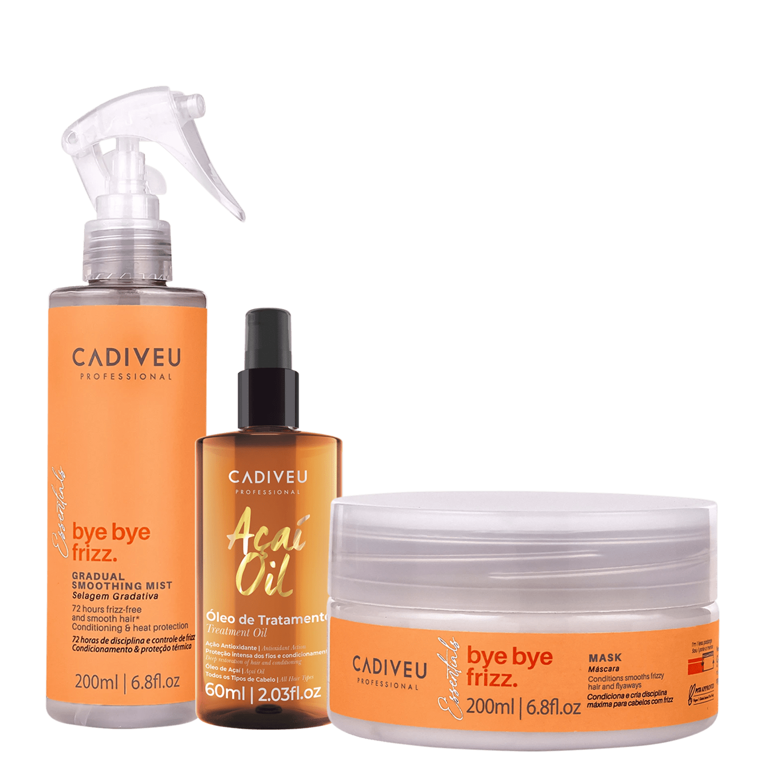 Kit Cadiveu Professional Açaí Oil Bye Bye Frizz Care Trio (3 Produtos) Kit Cadiveu Professional Açaí Oil Bye Bye Frizz Care Trio (3 Produtos)