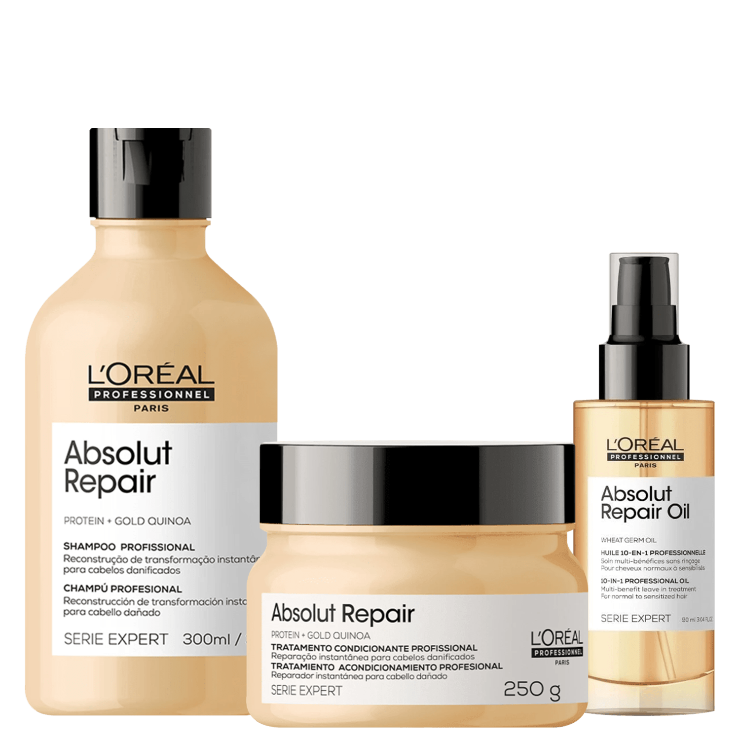 Kit L'Oréal Professionnel Serie Expert Absolut Repair Gold Quinoa Tripla Ação (3 Produtos) Kit L'Oréal Professionnel Serie Expert Absolut Repair Gold Quinoa Tripla Ação (3 Produtos)