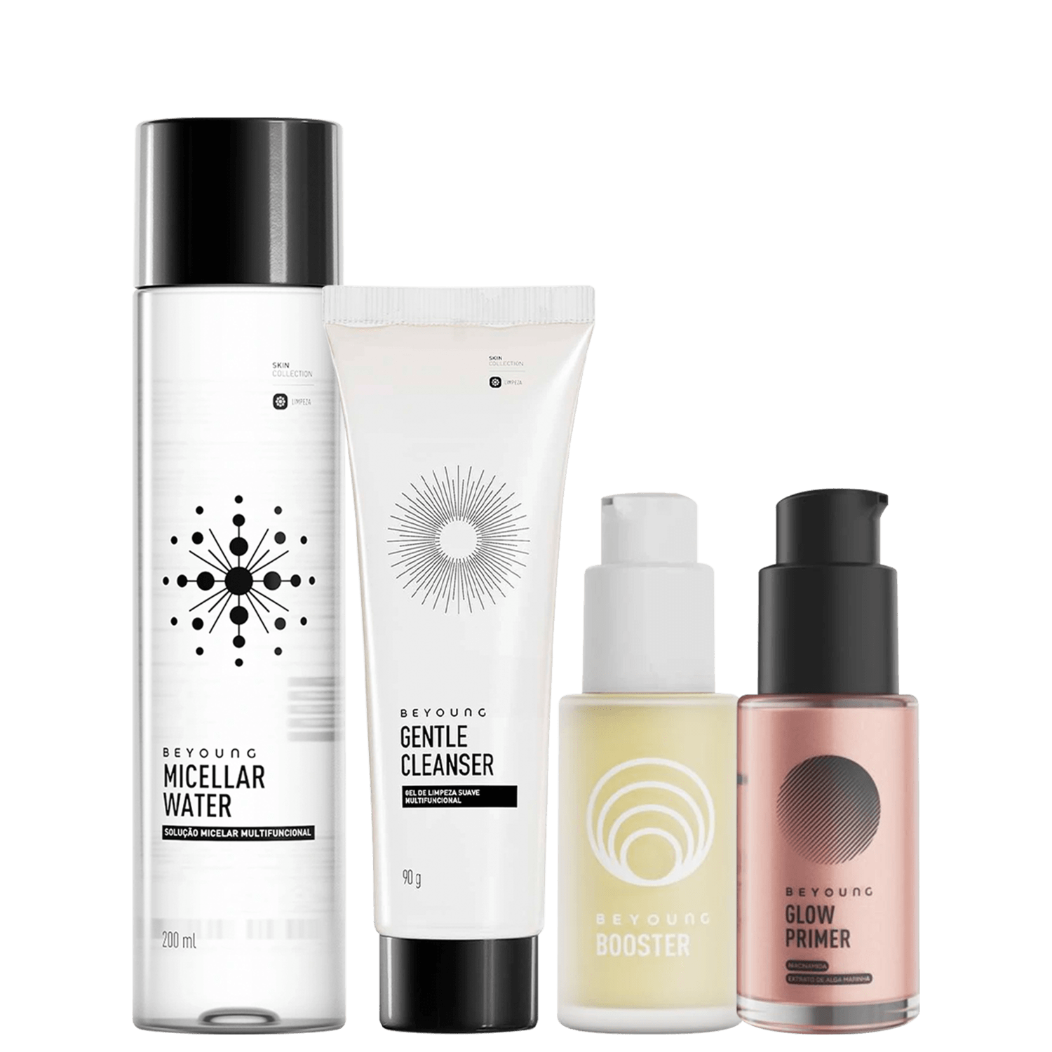 Kit Beyoung Clássicos Glow Primer Rose +Booster + Micellar Water + Gentle Cleanser (4 Prod... Kit Beyoung Clássicos Glow Primer Rose +Booster + Micellar Water + Gentle Cleanser (4 Prod...
