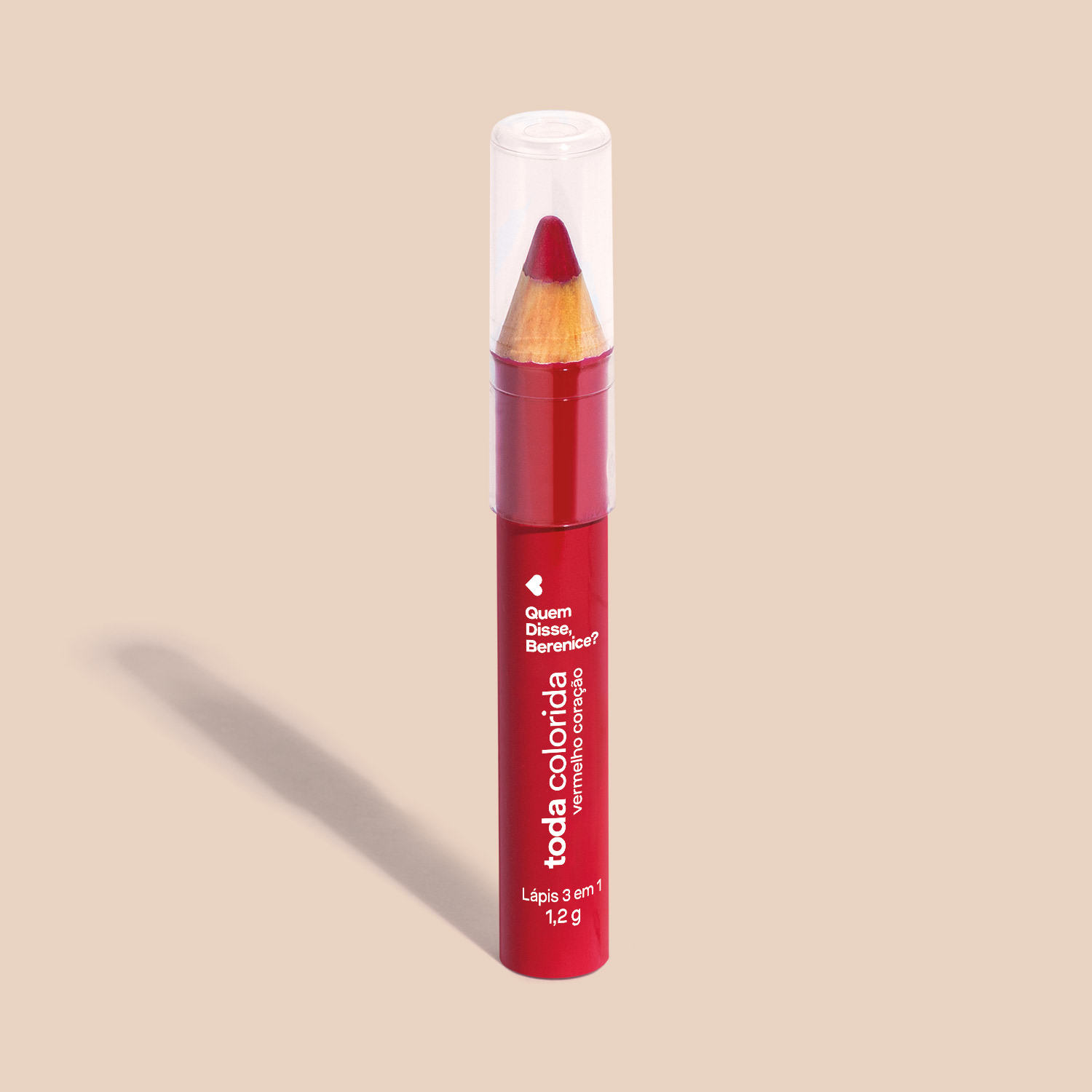 Lápis Multifuncional 3 Em 1 Vermelho Coração Toda Colorida Quem Disse, Berenice? 1,2g