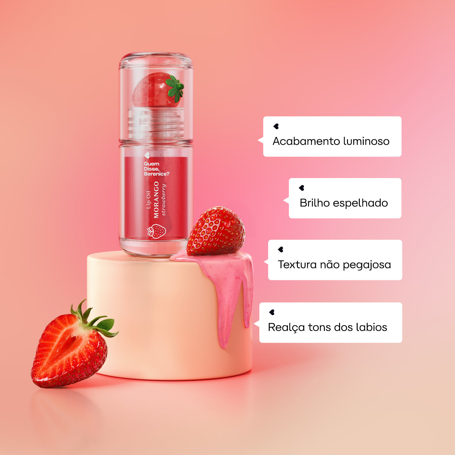 Lip Oil Vermelho Cuide-se Bem Morango Quem Disse, Berenice? 3,5ml