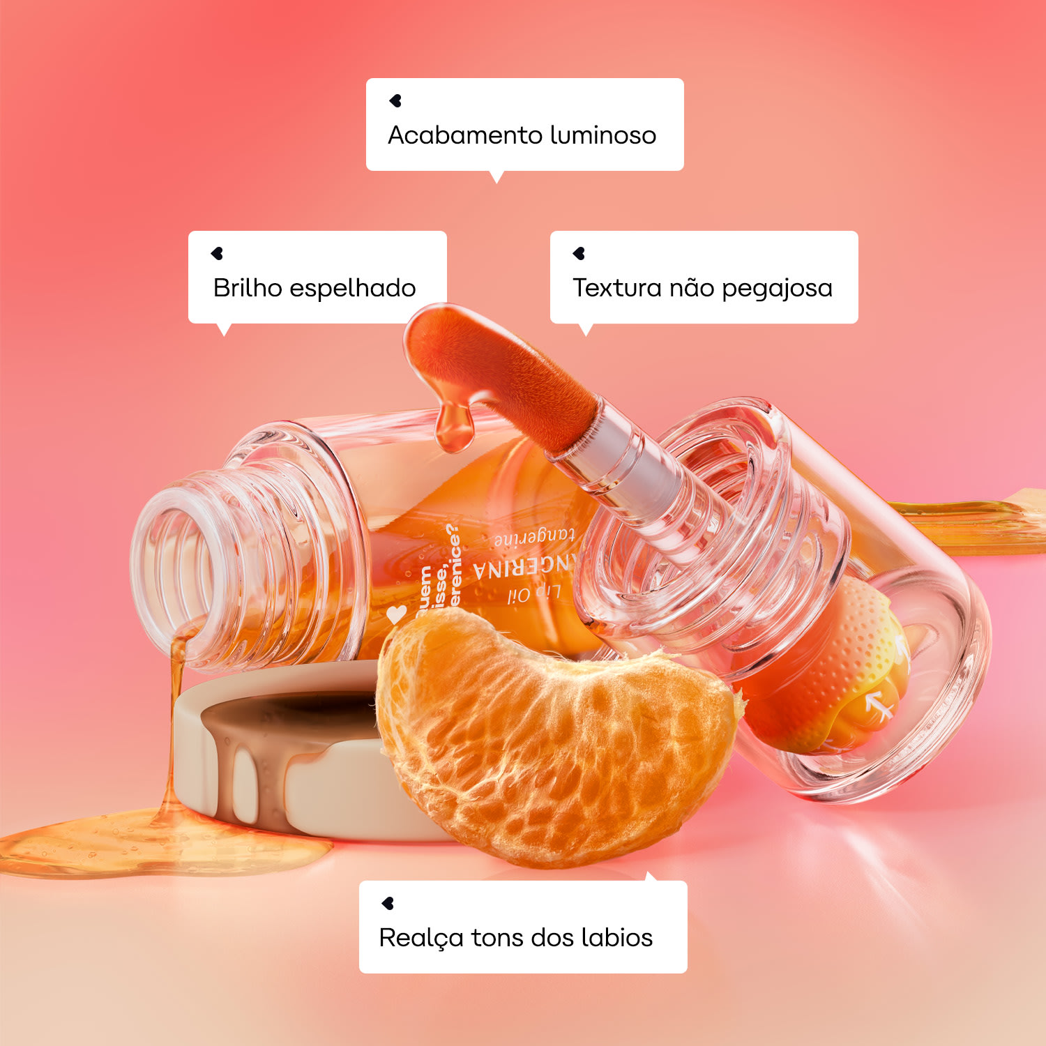 Lip Oil Coral Cuide-se Bem Tangerina Quem Disse, Berenice? 3,5ml